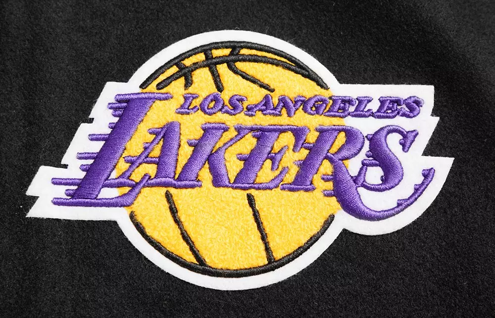 Pro Standard Men's NBA Los Angeles Lakers Retro Classic Wool Varsity Jacket - Black/Purple/Yellow - BLACK/PURPLE/YELLOW