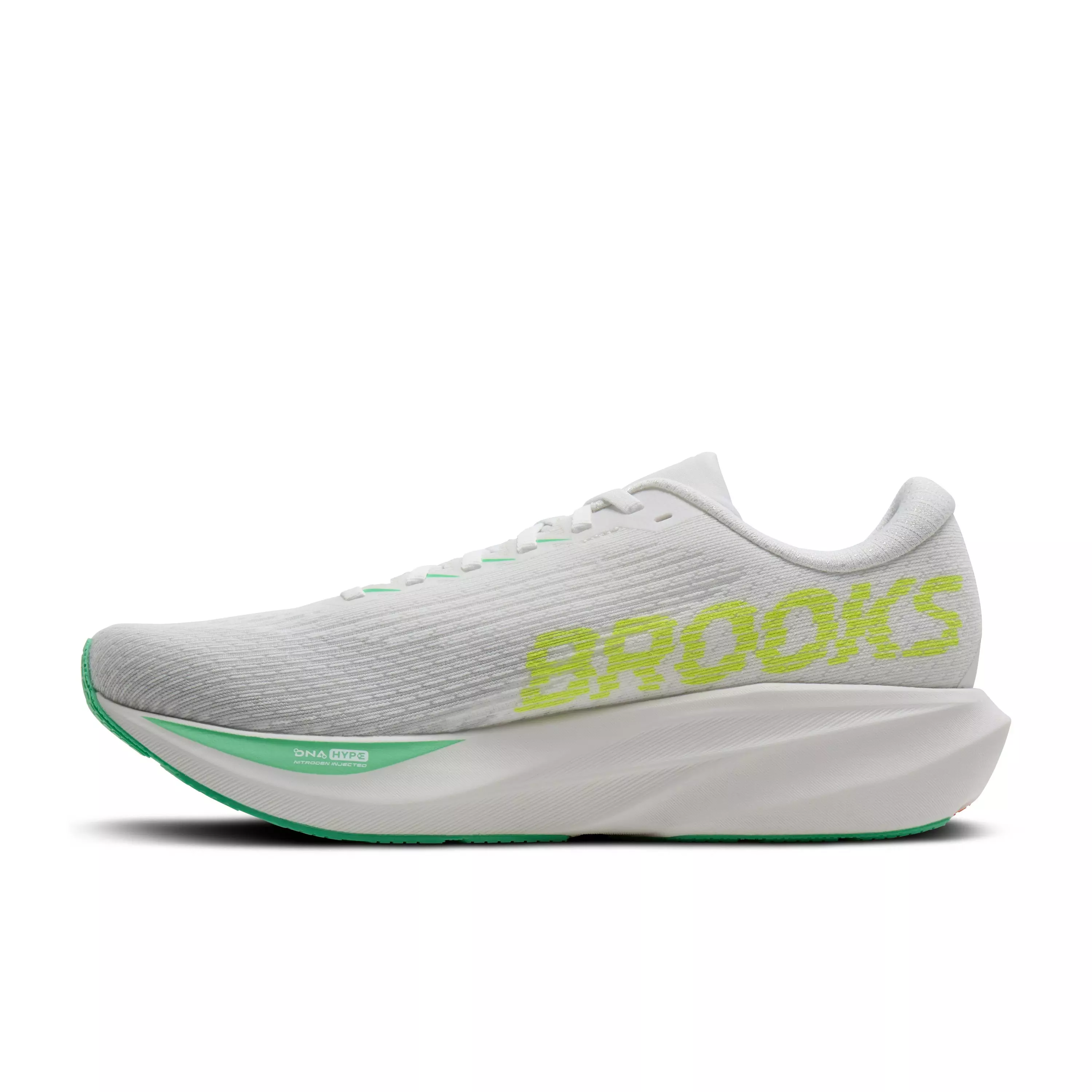 Brooks Ghost Amp "White/Paradise Green/Nightlife" Men's Running Shoe - WHITE/GREEN/NIGHTLIFE