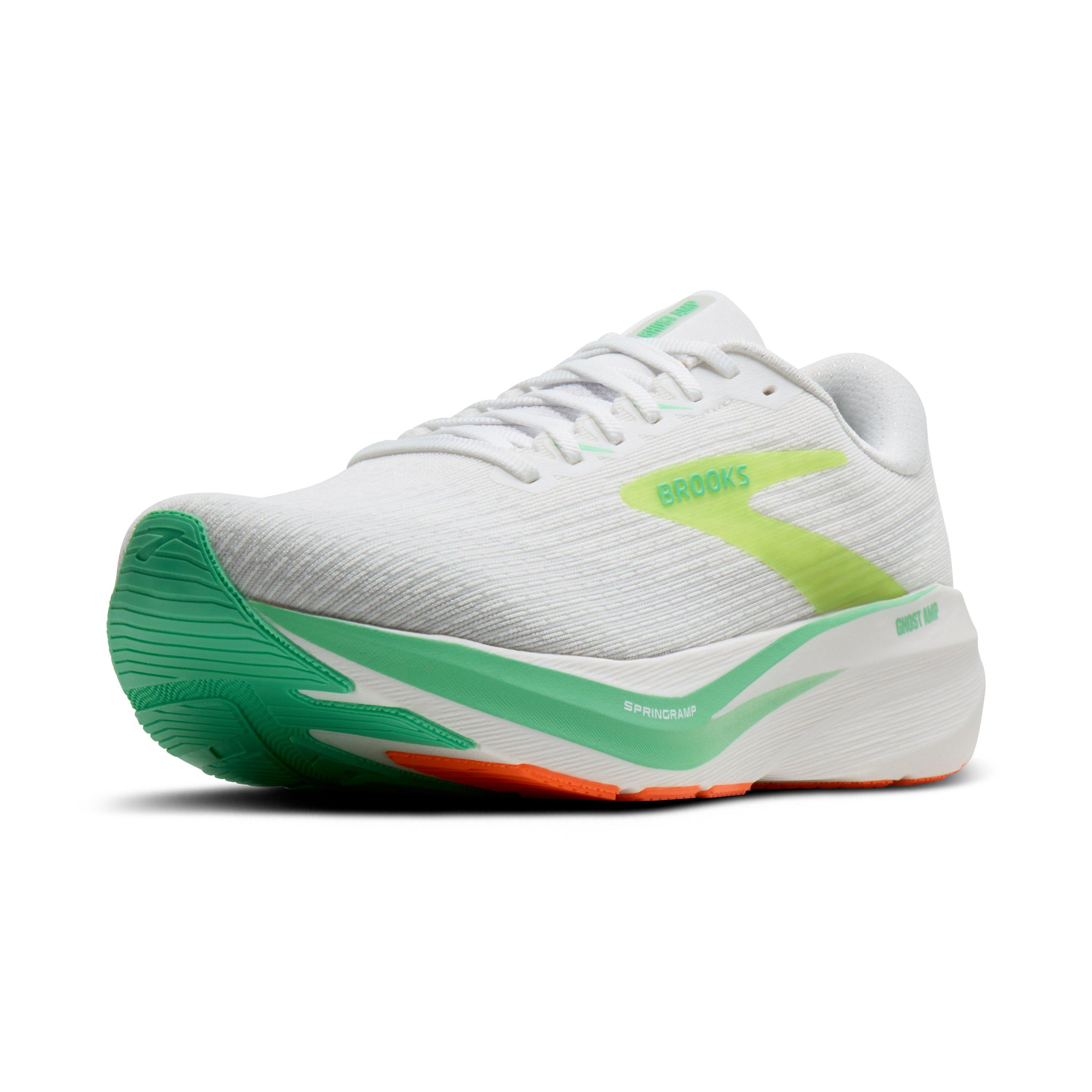 Brooks Ghost Amp "White/Paradise Green/Nightlife" Men's Running Shoe - WHITE/GREEN/NIGHTLIFE