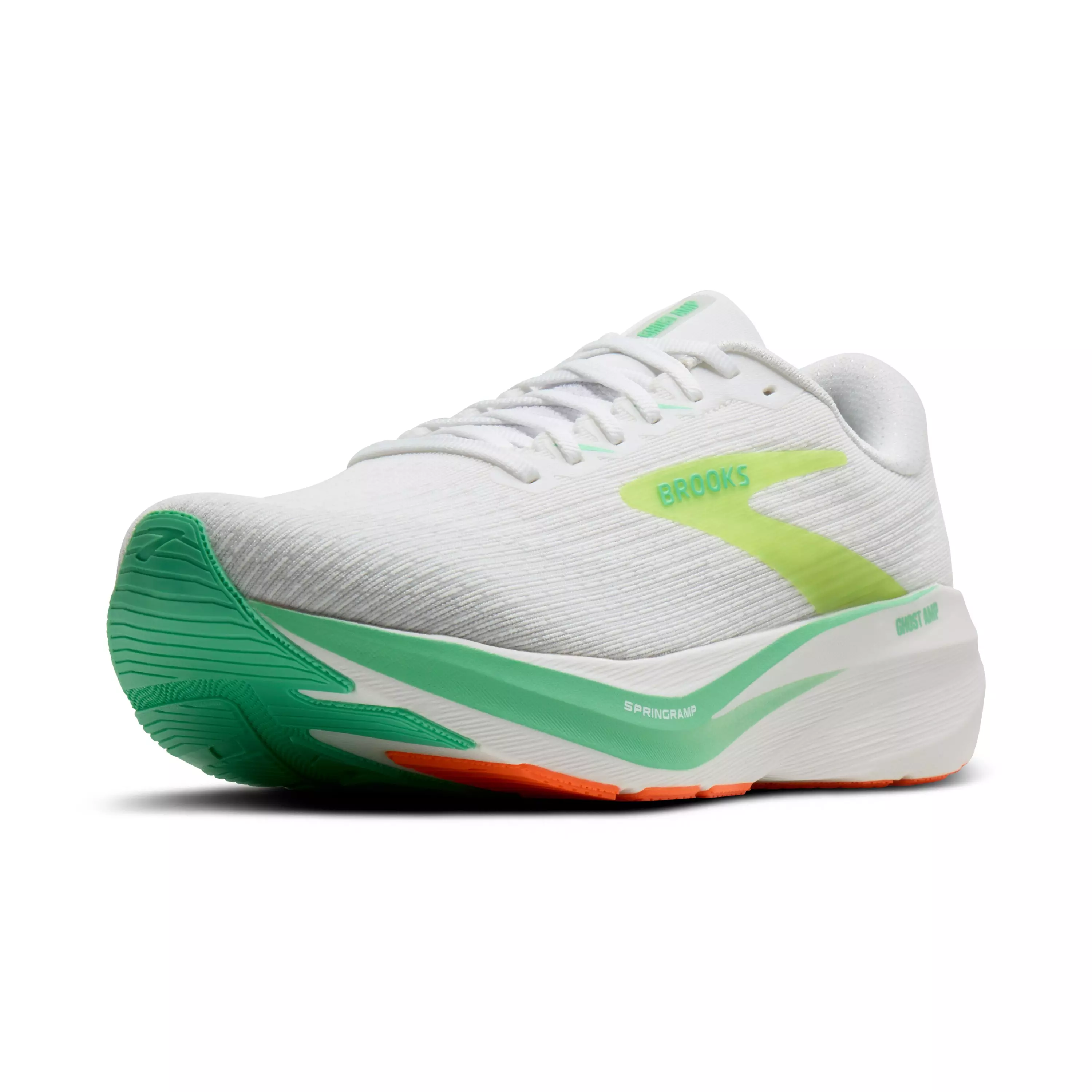 Brooks Ghost Amp "White/Paradise Green/Nightlife" Men's Running Shoe - WHITE/GREEN/NIGHTLIFE