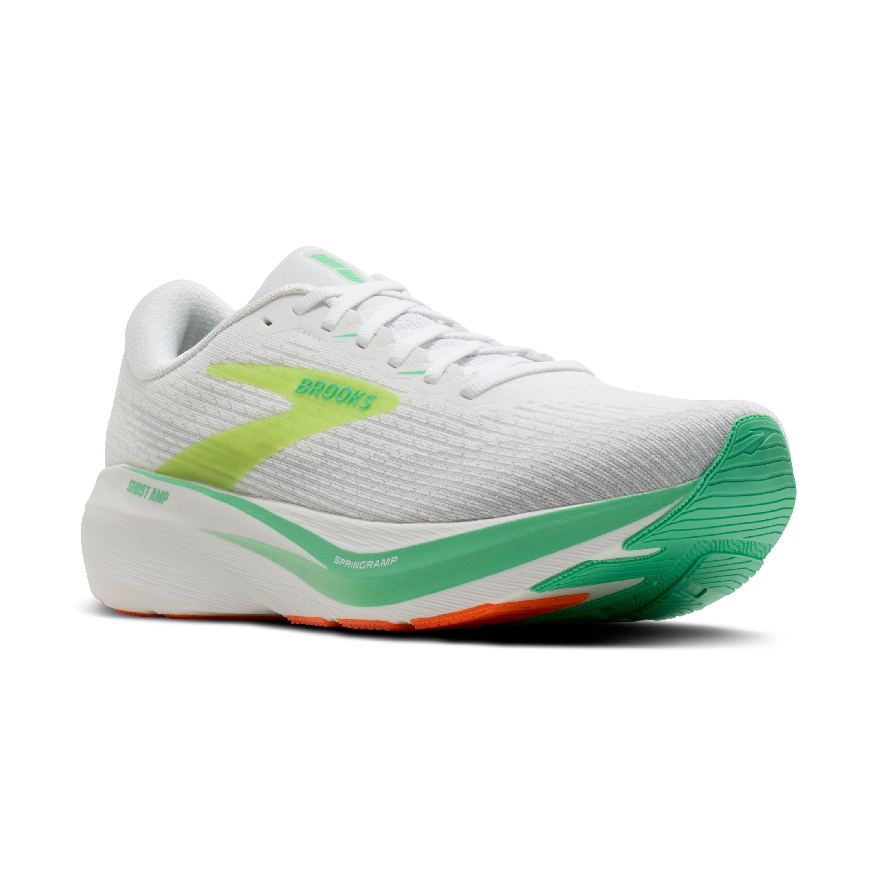 Brooks Ghost Amp "White/Paradise Green/Nightlife" Men's Running Shoe - WHITE/GREEN/NIGHTLIFE