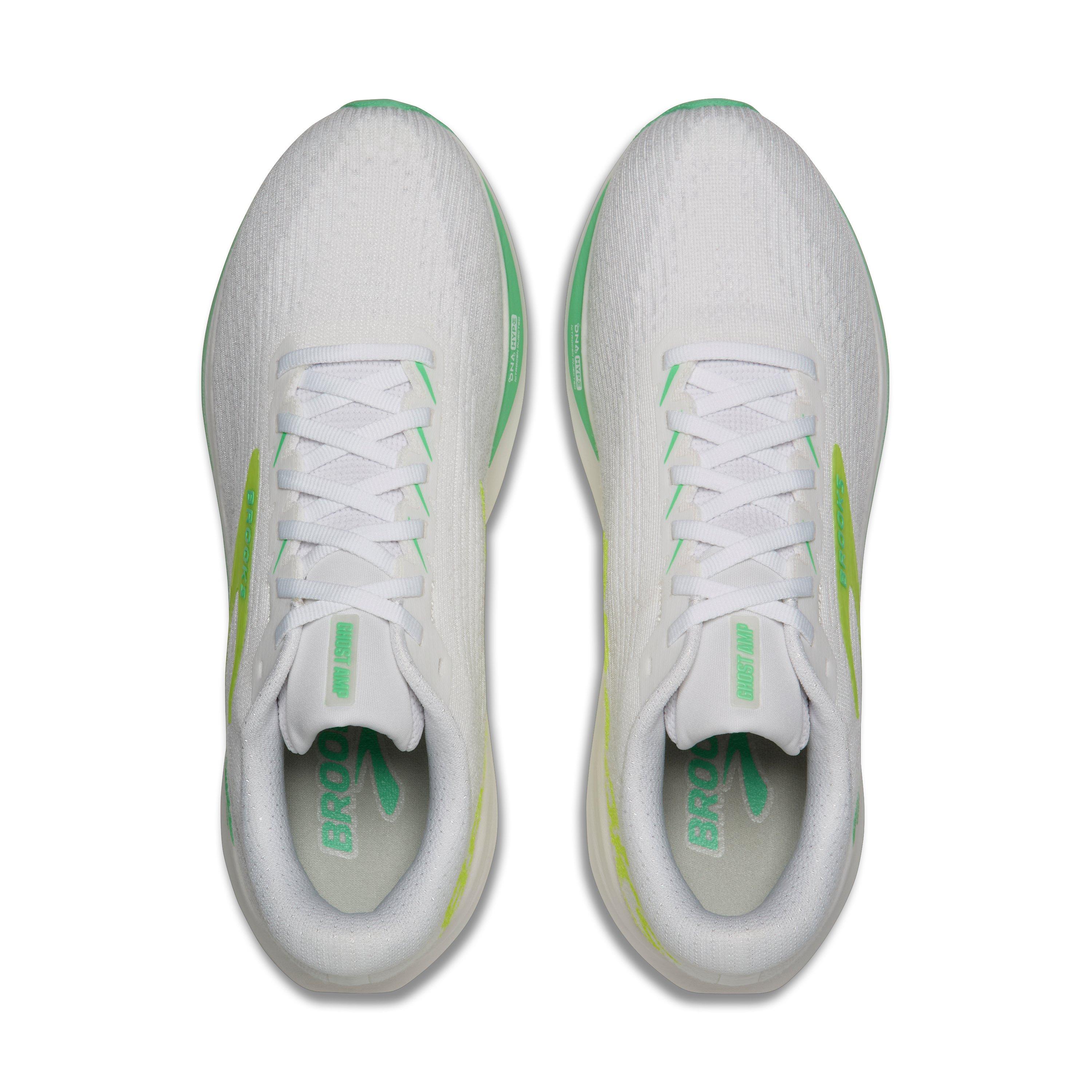 Brooks Ghost Amp "White/Paradise Green/Nightlife" Men's Running Shoe - WHITE/GREEN/NIGHTLIFE