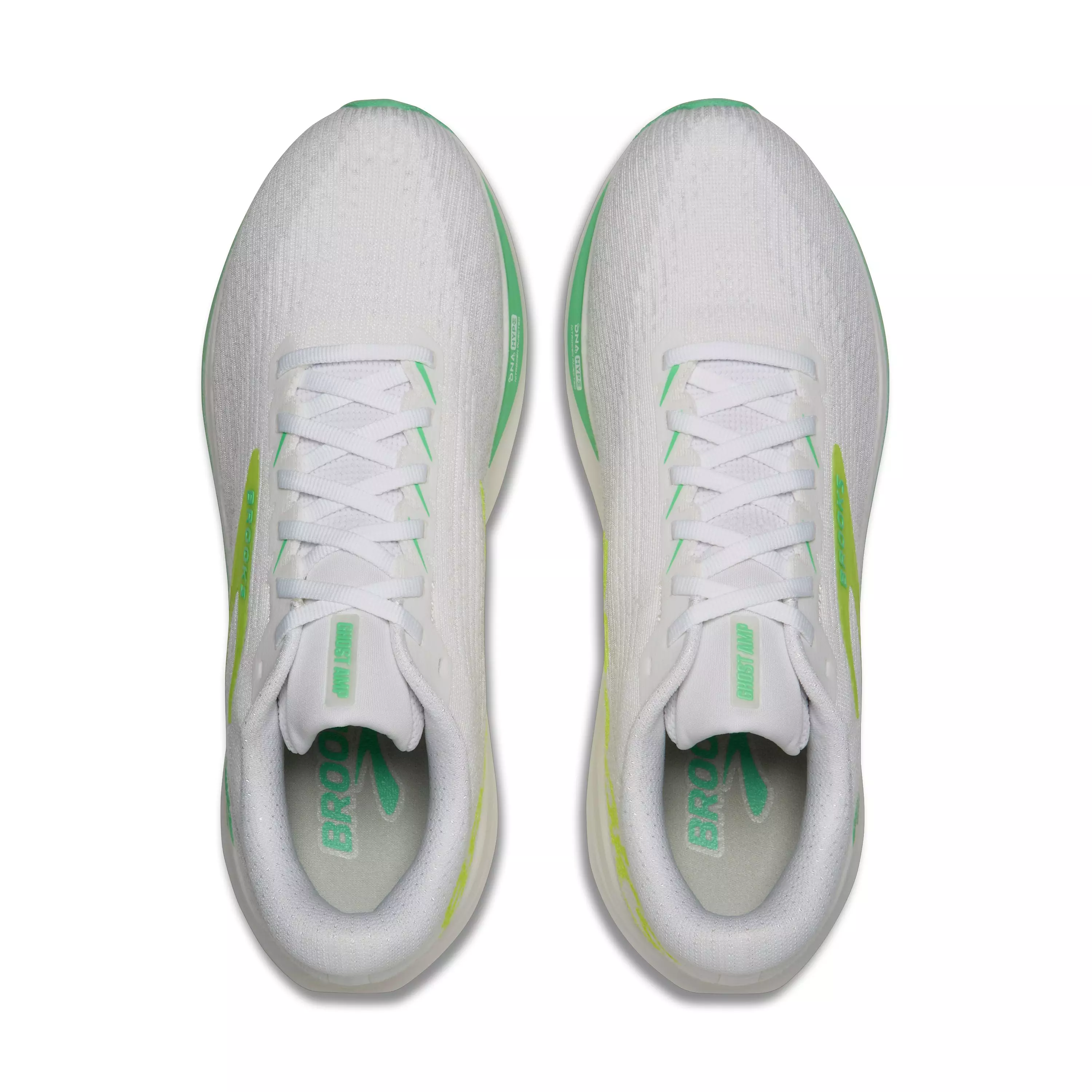 Brooks Ghost Amp "White/Paradise Green/Nightlife" Men's Running Shoe - WHITE/GREEN/NIGHTLIFE