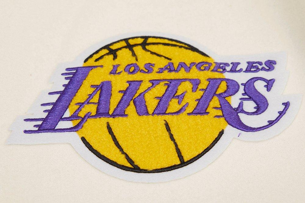 Pro Standard Men's NBA Los Angeles Lakers Retro Classic Rib Wool Varsity Jacket -Eggshell/Purple - EGGSHELL/PURPLE Thumbnail View 6