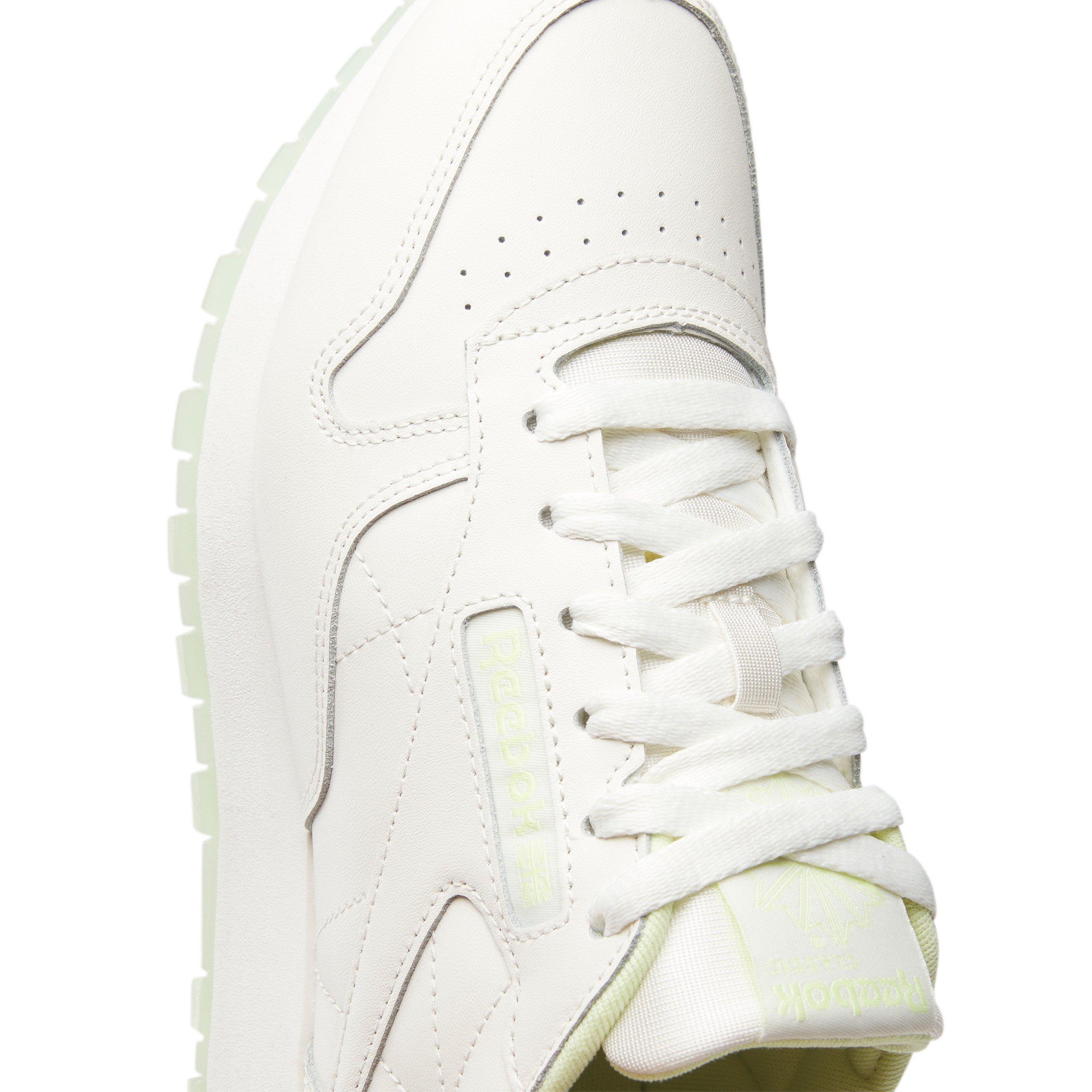 Reebok Classic Leather "Chalk/Chalk/Citrus Glow" Women's Shoe - CHALK/CHALK/GLOW Thumbnail View 5