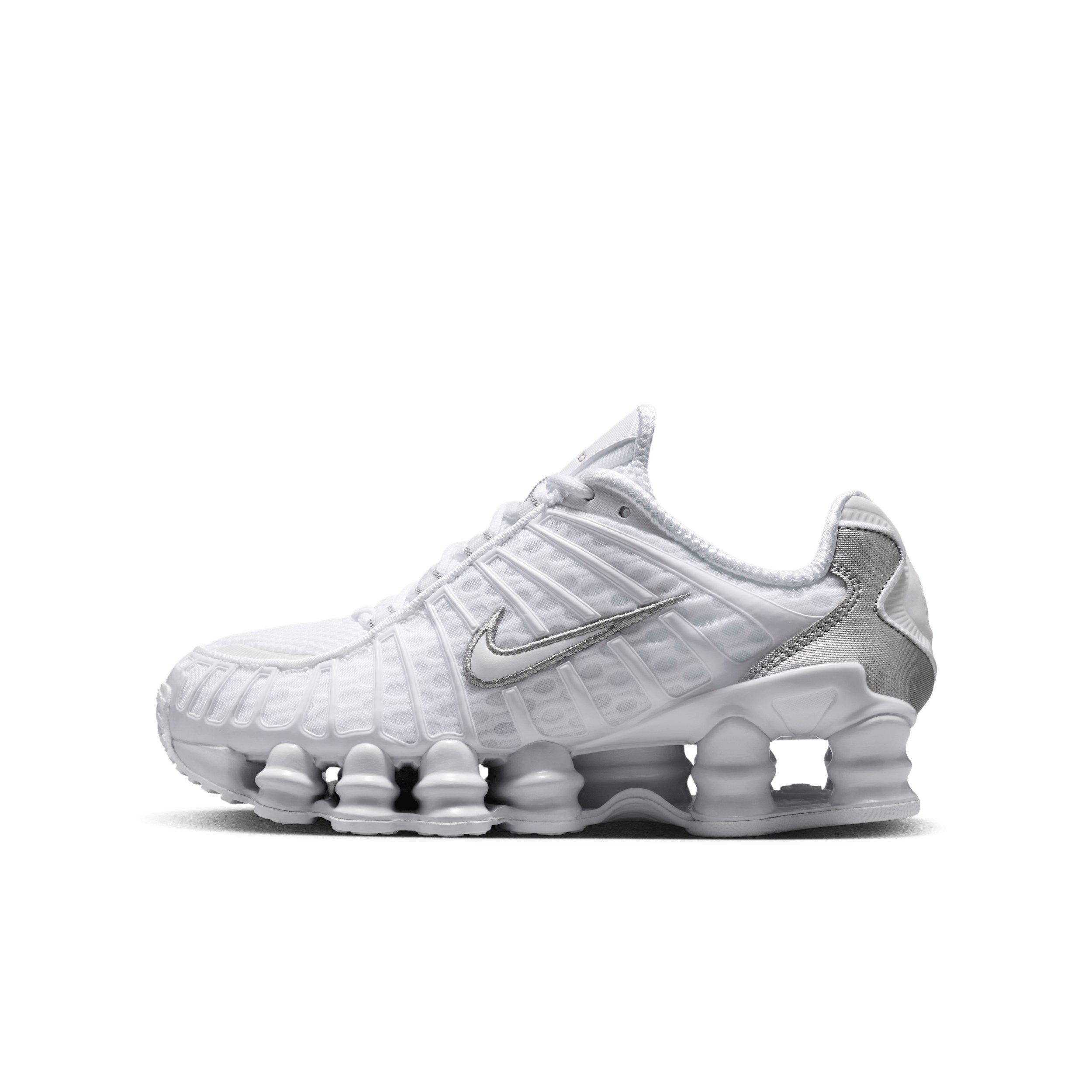 Nike Shox TL Grade School Boys' "White/Metallic Silver/Max Orange/White" Shoe