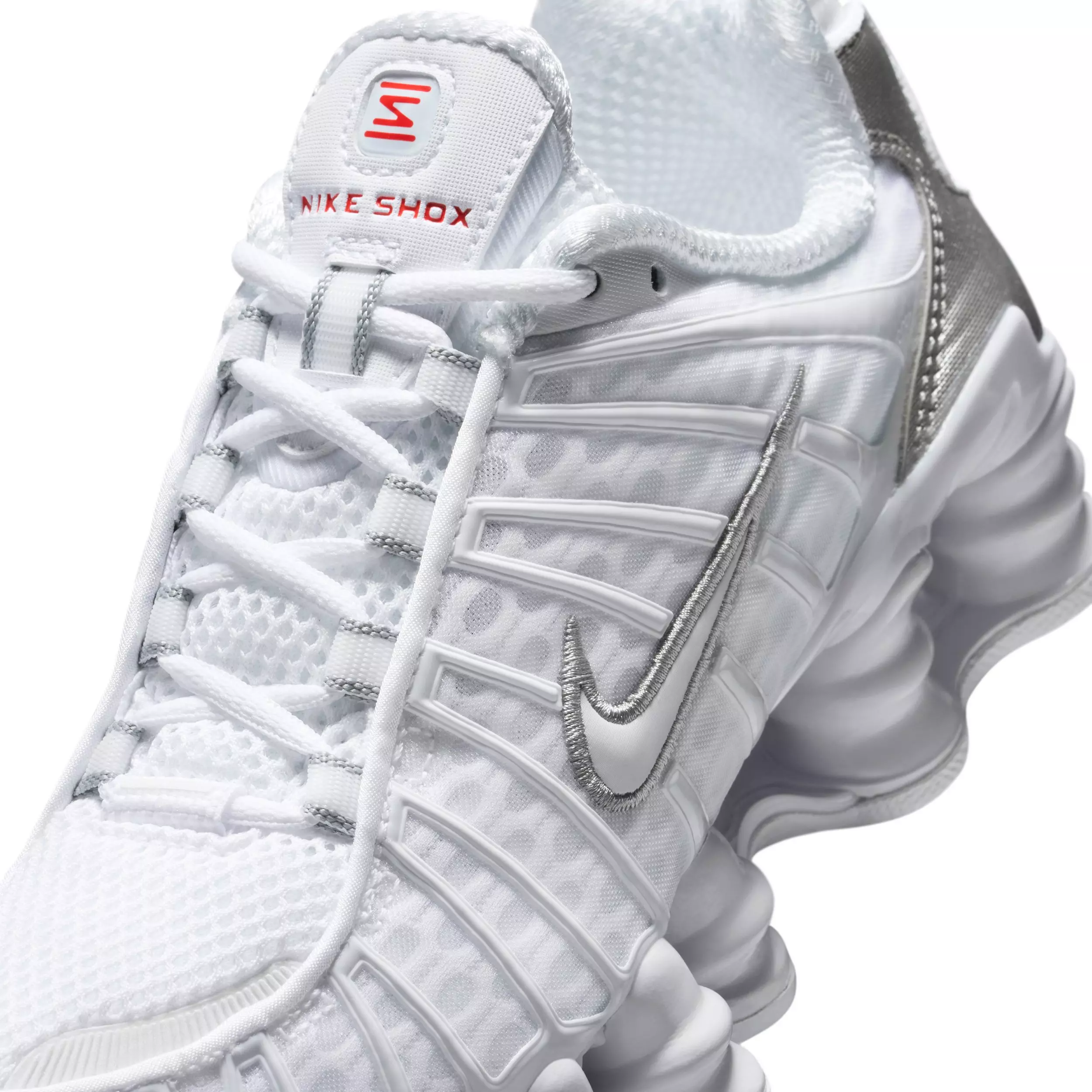 Nike Shox TL "White/Metallic Silver/Max Orange/White" Grade School Boys' Shoe - WHITE/SILVER/ORANGE/WHITE