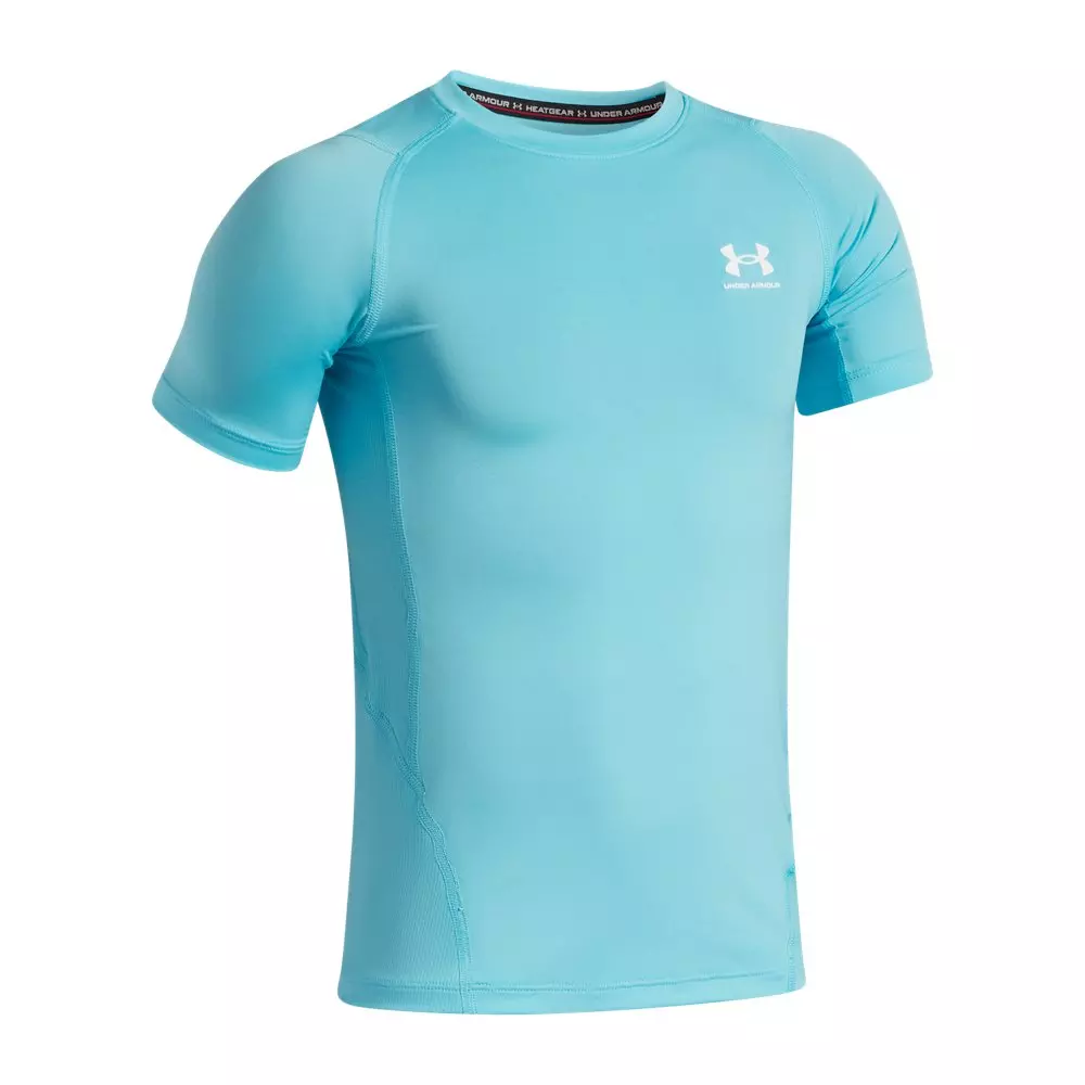 Under Armour Big Boys' HeatGear Armour Short Sleeve Shirt - Turquoise - TURQUOISE