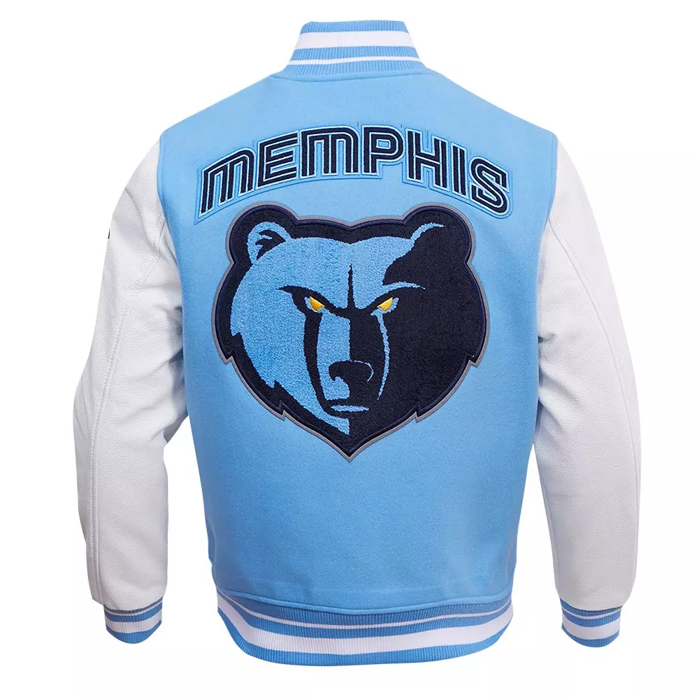 Pro Standard Men's NBA Memphis Grizzlies Retro Classic Rib Wool Varsity Jacket - Blue/White - BLUE/WHITE