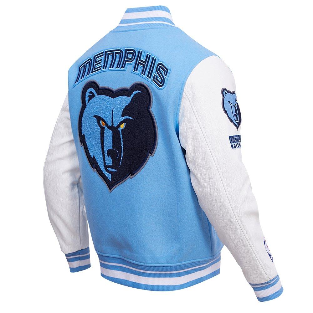 Pro Standard Men's NBA Memphis Grizzlies Retro Classic Rib Wool Varsity Jacket - Blue/White - BLUE/WHITE Thumbnail View 4