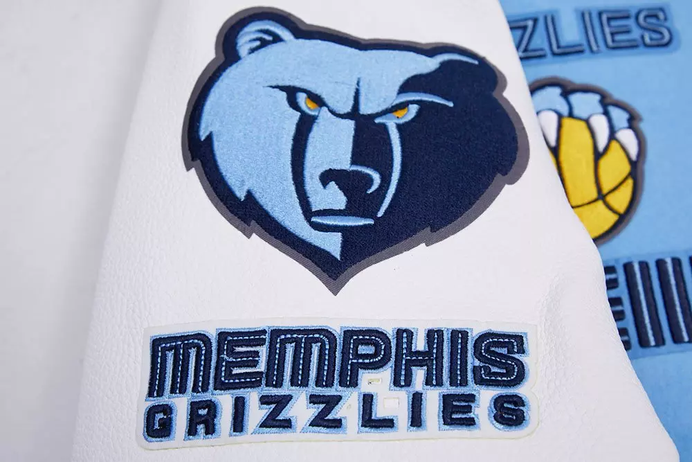 Pro Standard Men's NBA Memphis Grizzlies Retro Classic Rib Wool Varsity Jacket - Blue/White - BLUE/WHITE