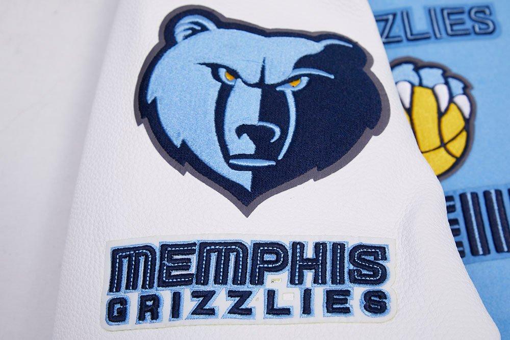 Pro Standard Men's NBA Memphis Grizzlies Retro Classic Rib Wool Varsity Jacket -Blue/White - BLUE/WHITE Thumbnail View 8