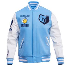 Pro Standard Men's NBA Memphis Grizzlies Retro Classic Rib Wool Varsity Jacket -Blue/White