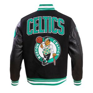 Pro Standard Men's NBA Boston Celtics Retro Classic Rib Wool Varsity Jacket -Black/Kelly Green