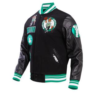 Pro Standard Men's NBA Boston Celtics Retro Classic Rib Wool Varsity Jacket -Black/Kelly Green