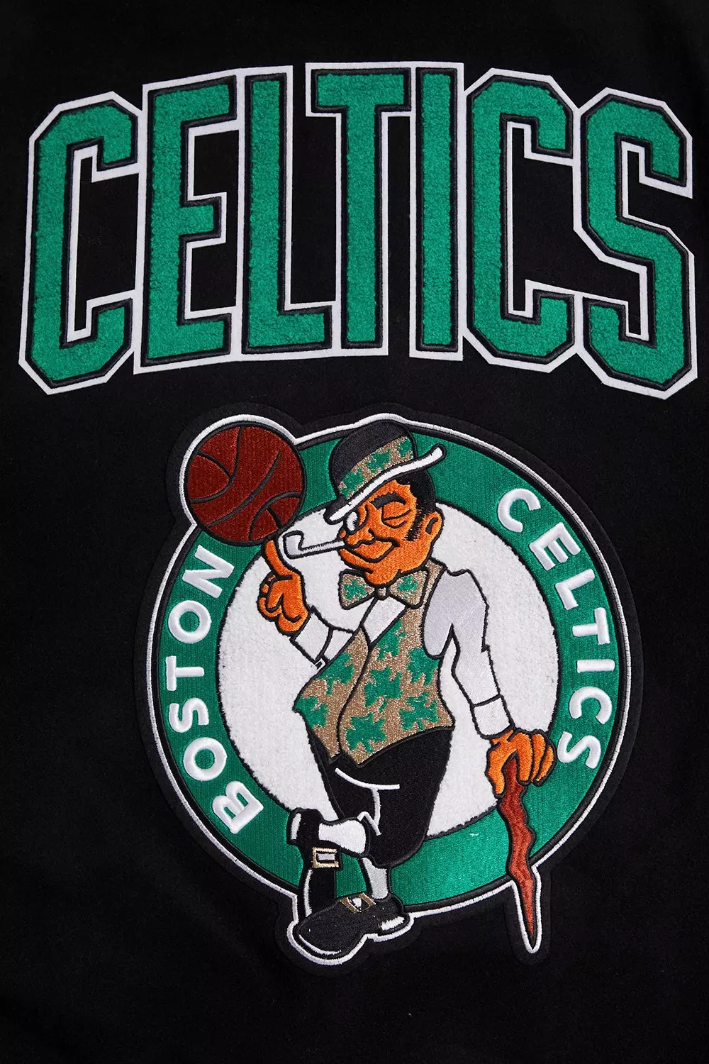 Pro Standard Men's NBA Boston Celtics Retro Classic Rib Wool Varsity Jacket - Black/Kelly Green - BLACK/KELLY GREEN
