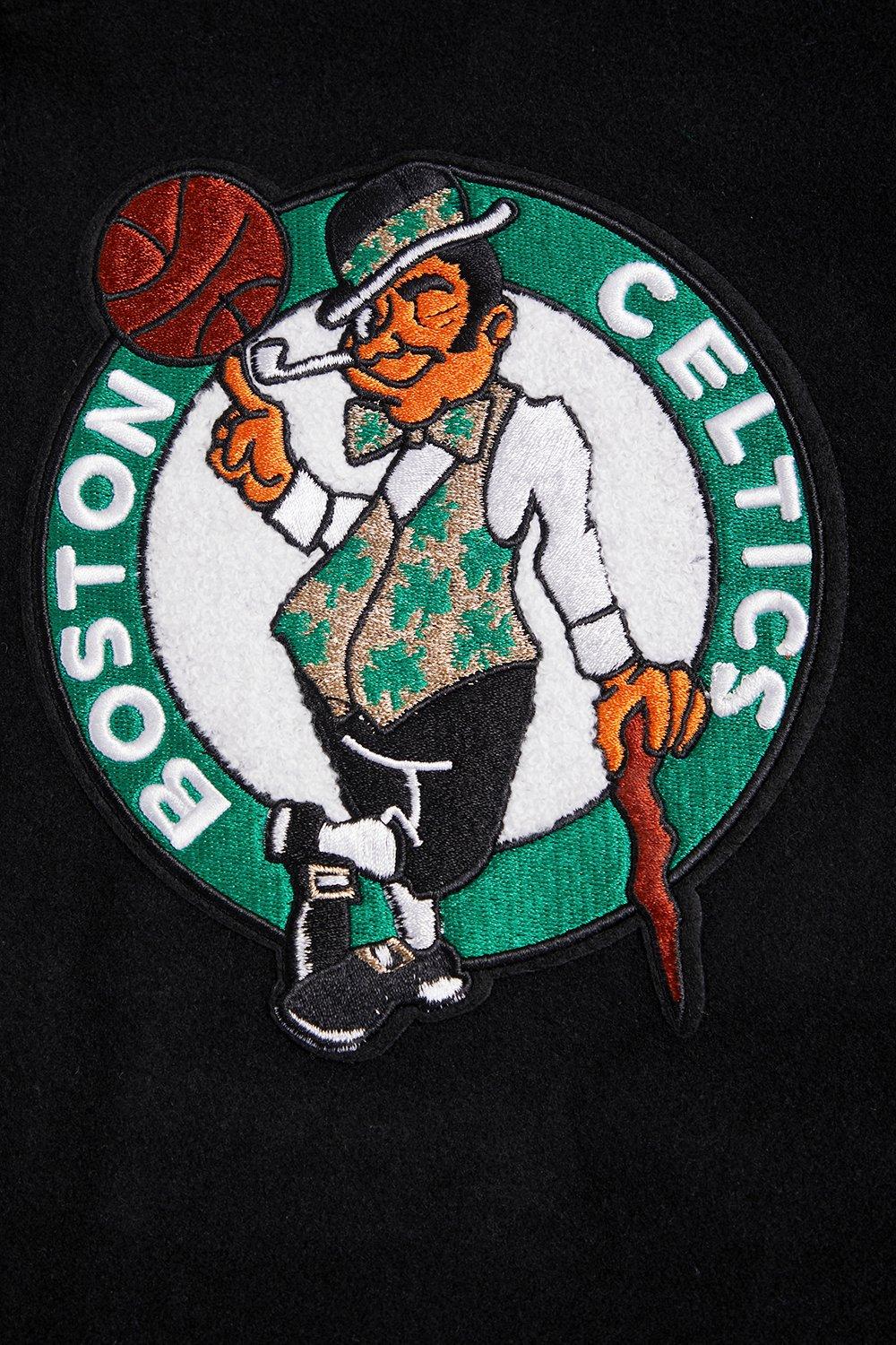 Pro Standard Men's NBA Boston Celtics Retro Classic Rib Wool Varsity Jacket - Black/Kelly Green - BLACK/KELLY GREEN Thumbnail View 5