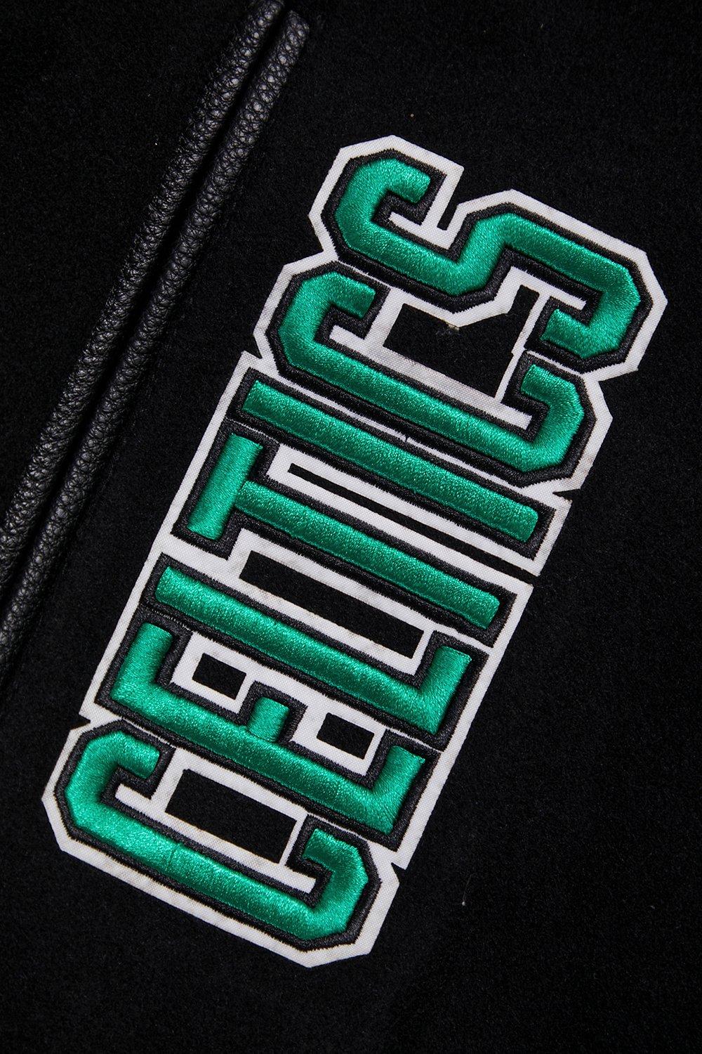 Pro Standard Men's NBA Boston Celtics Retro Classic Rib Wool Varsity Jacket - Black/Kelly Green - BLACK/KELLY GREEN Thumbnail View 7