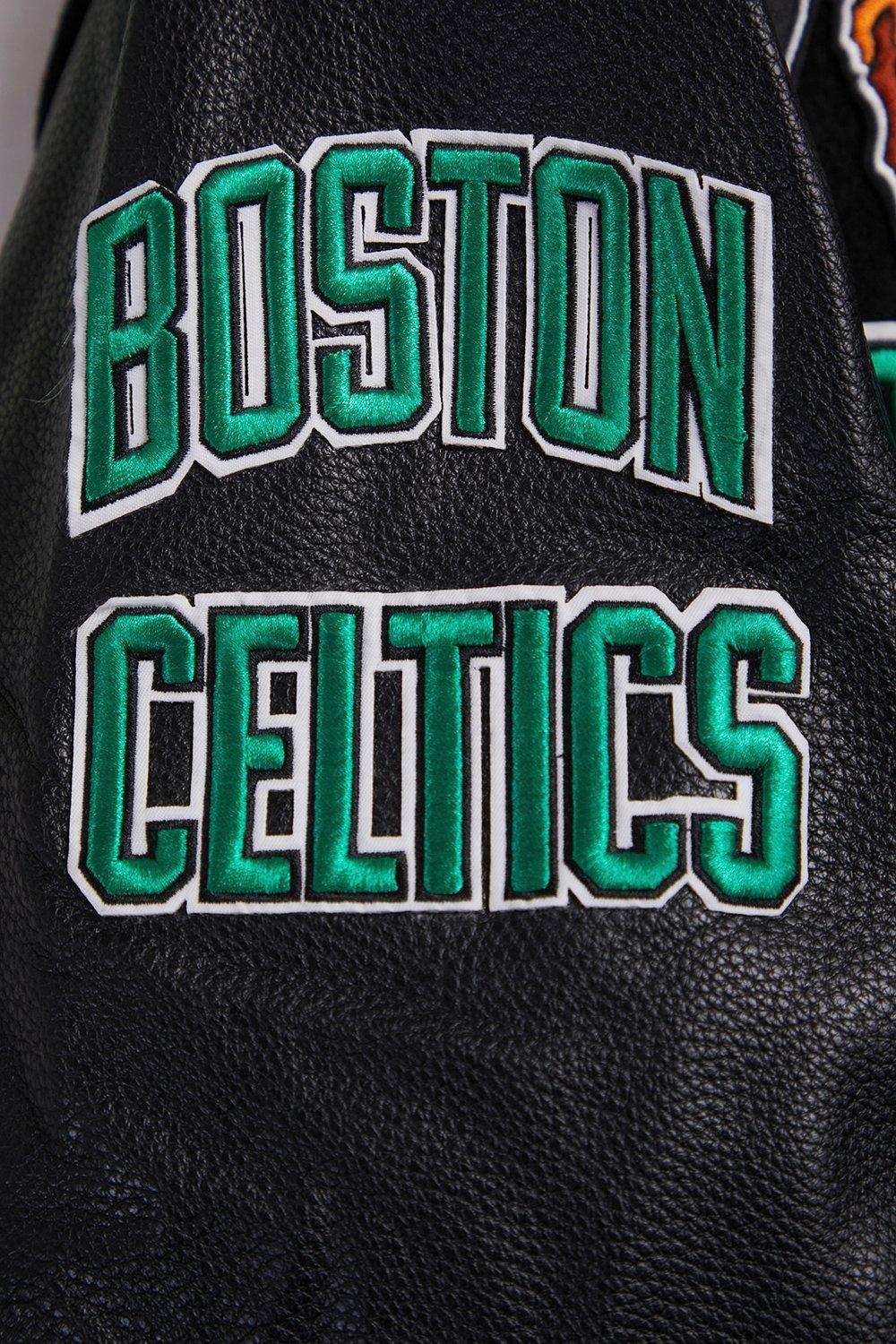 Pro Standard Men's NBA Boston Celtics Retro Classic Rib Wool Varsity Jacket - Black/Kelly Green - BLACK/KELLY GREEN Thumbnail View 8