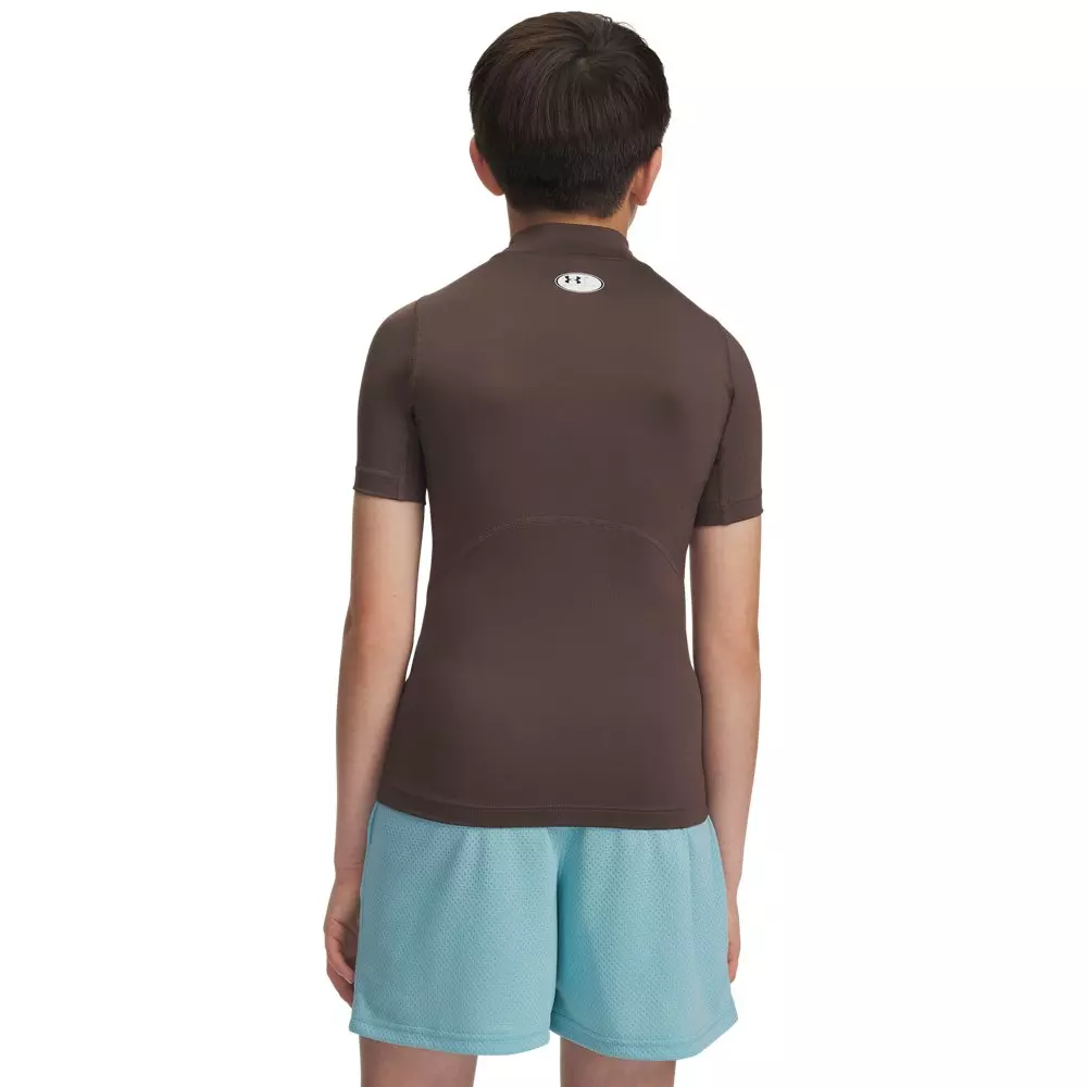 Under Armour Big Boys' HeatGear Mock Short Sleeve Shirt - Brown - BROWN