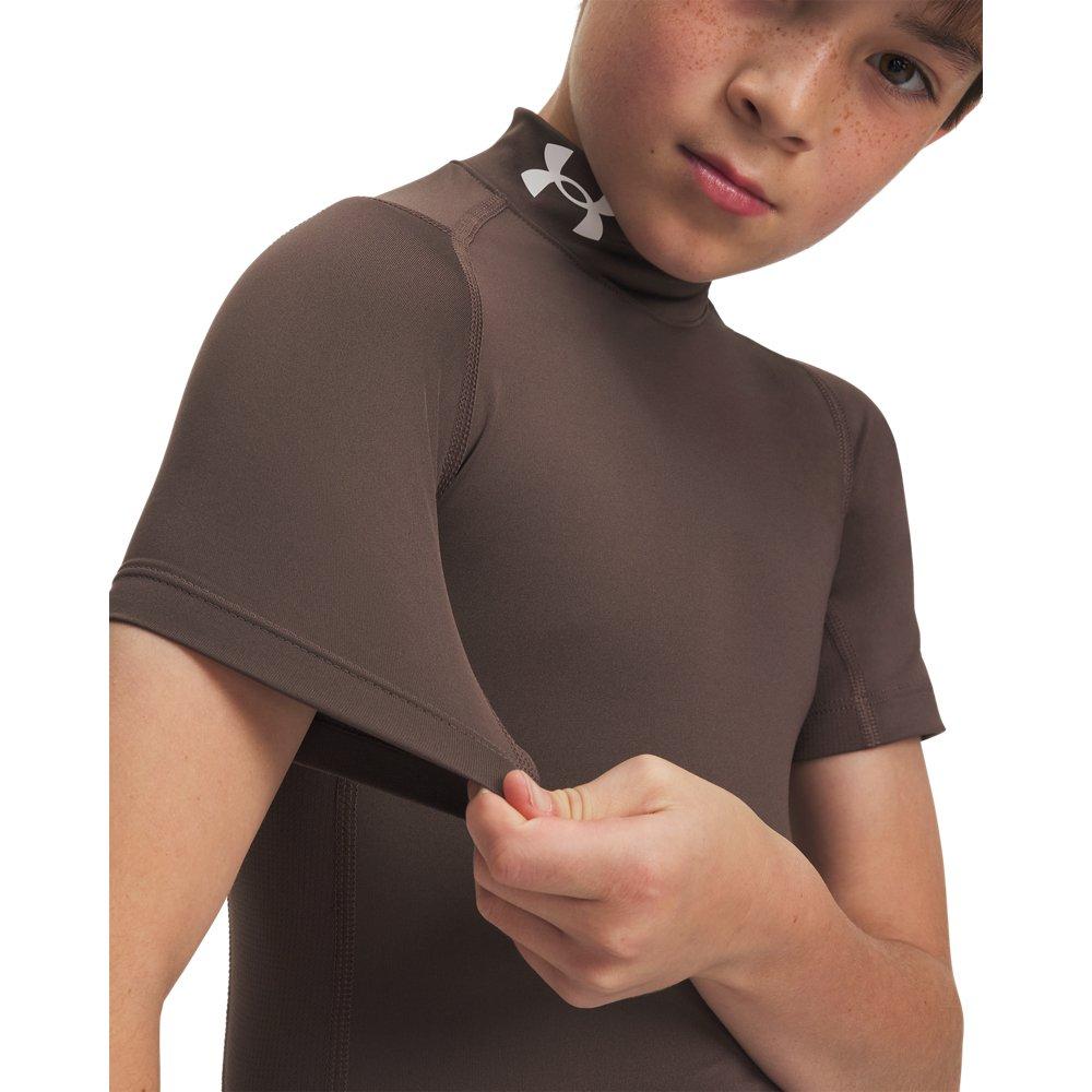 Under Armour Big Boys' HeatGear Mock Short Sleeve Shirt - Brown - BROWN