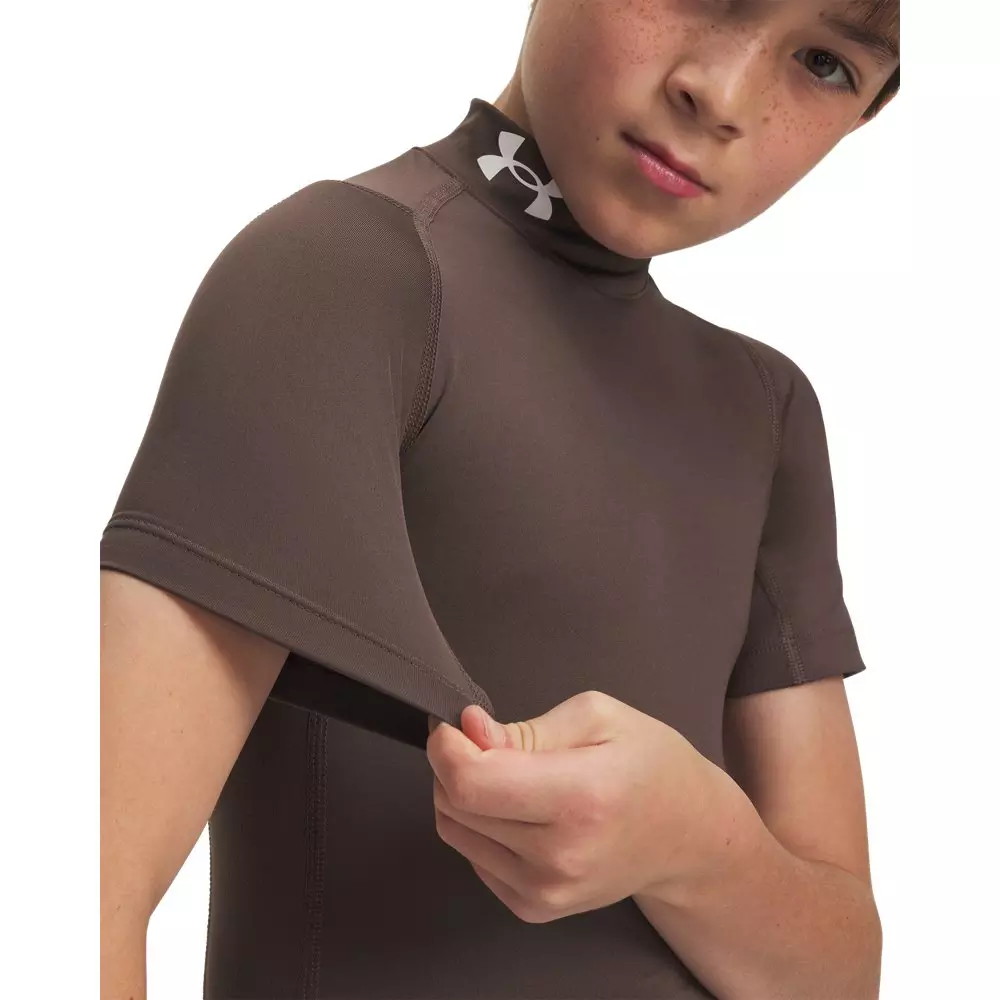 Under Armour Big Boys' HeatGear Mock Short Sleeve Shirt - Brown - BROWN