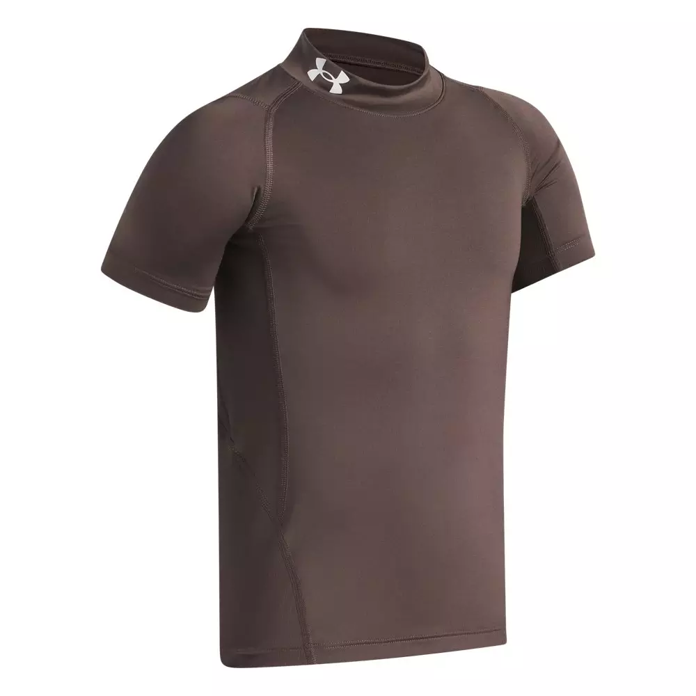Under Armour Big Boys' HeatGear Mock Short Sleeve Shirt - Brown - BROWN