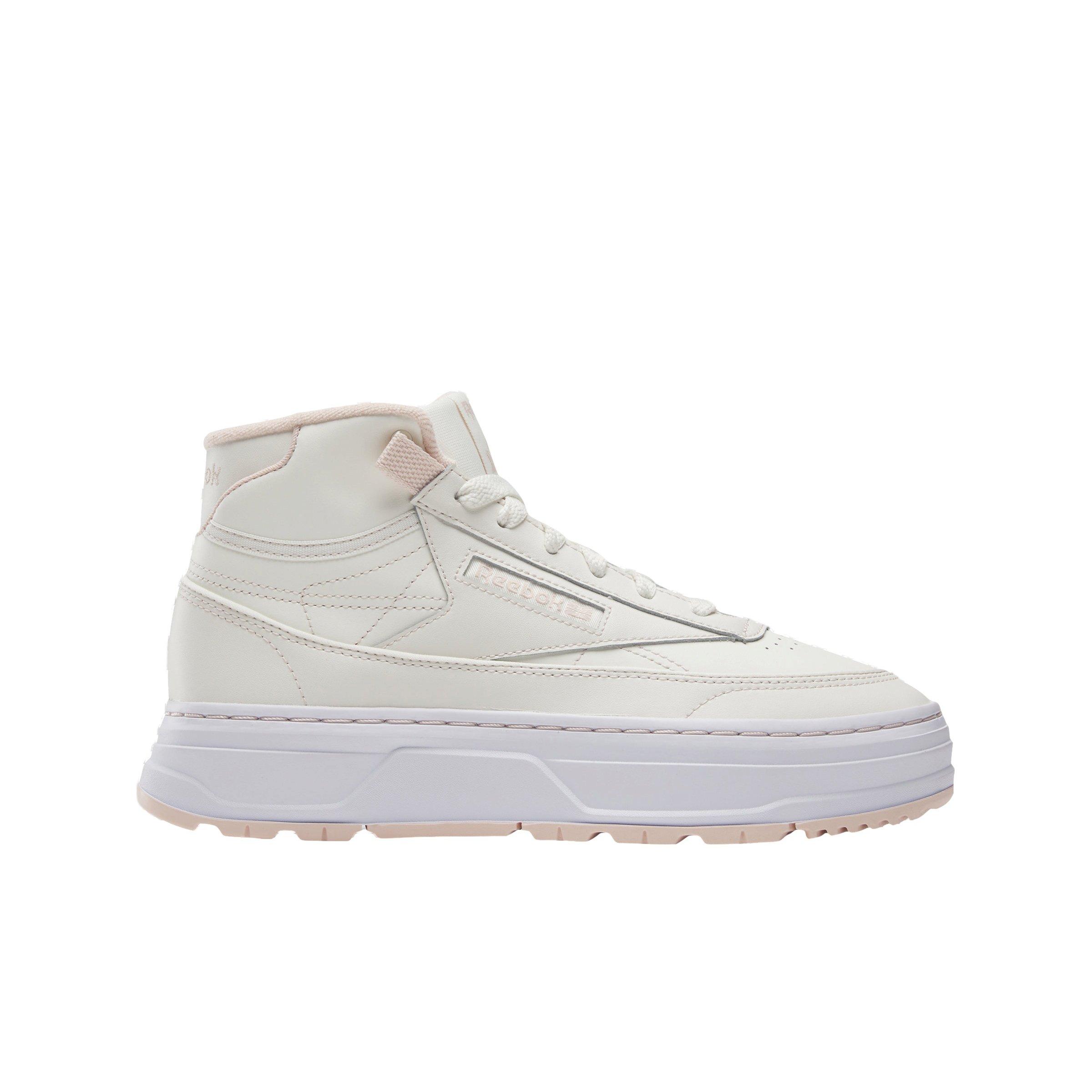 Reebok Club C Geo Mid "Chalk/Chalk/Possibly Pink" Women's Shoe - CHALK/CHALK/PINK Thumbnail View 1