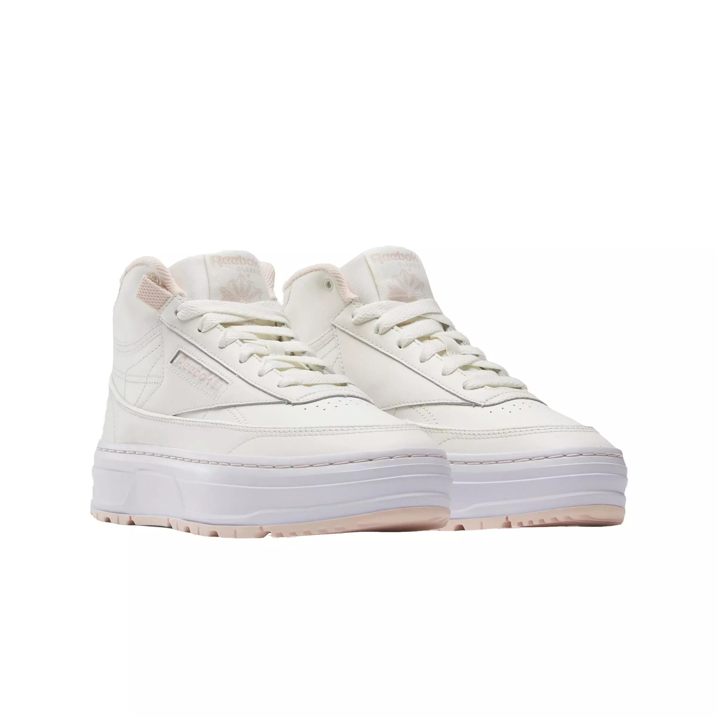 Reebok Club C Geo Mid "Chalk/Chalk/Possibly Pink" Women's Shoe - CHALK/CHALK/PINK