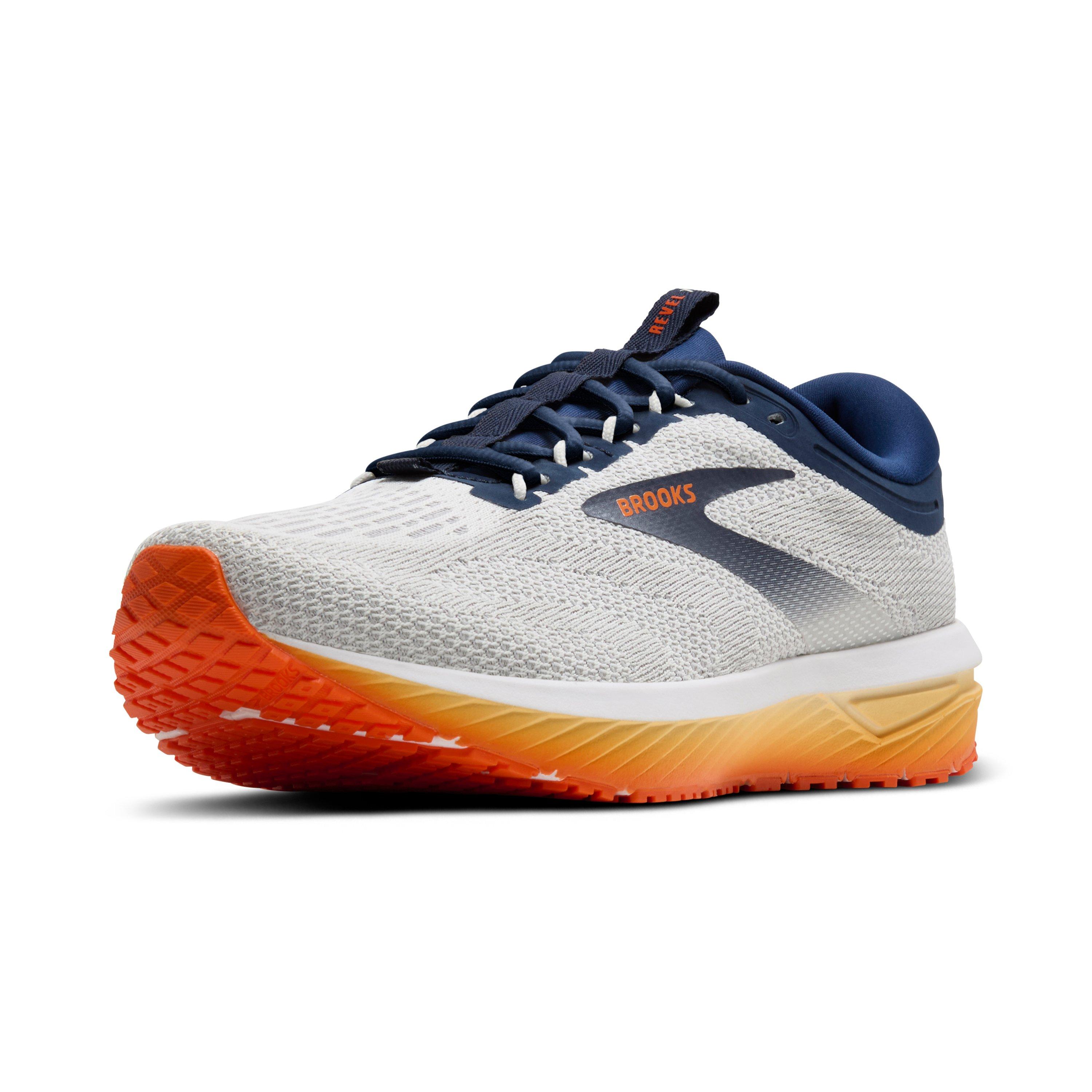 Brooks Revel 7 "White/Peacoat/Orange" Men's Running Shoe - WHITE/PEACOAT/ORANGE Thumbnail View 3