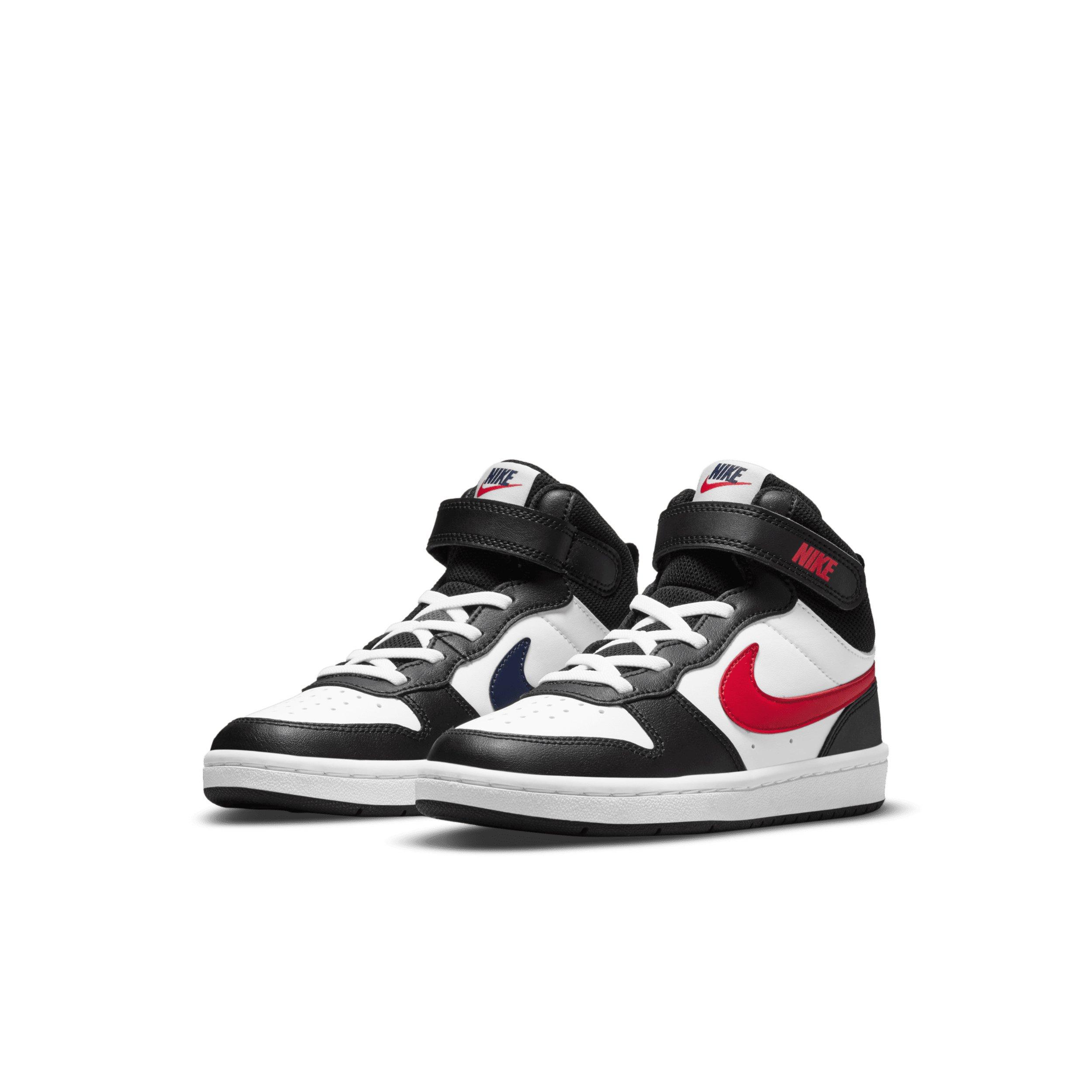 Nike Court Borough Mid 2 "White/White/Black/University Red" Preschool Boys' Shoe - WHITE/WHITE/BLACK/RED Thumbnail View 3