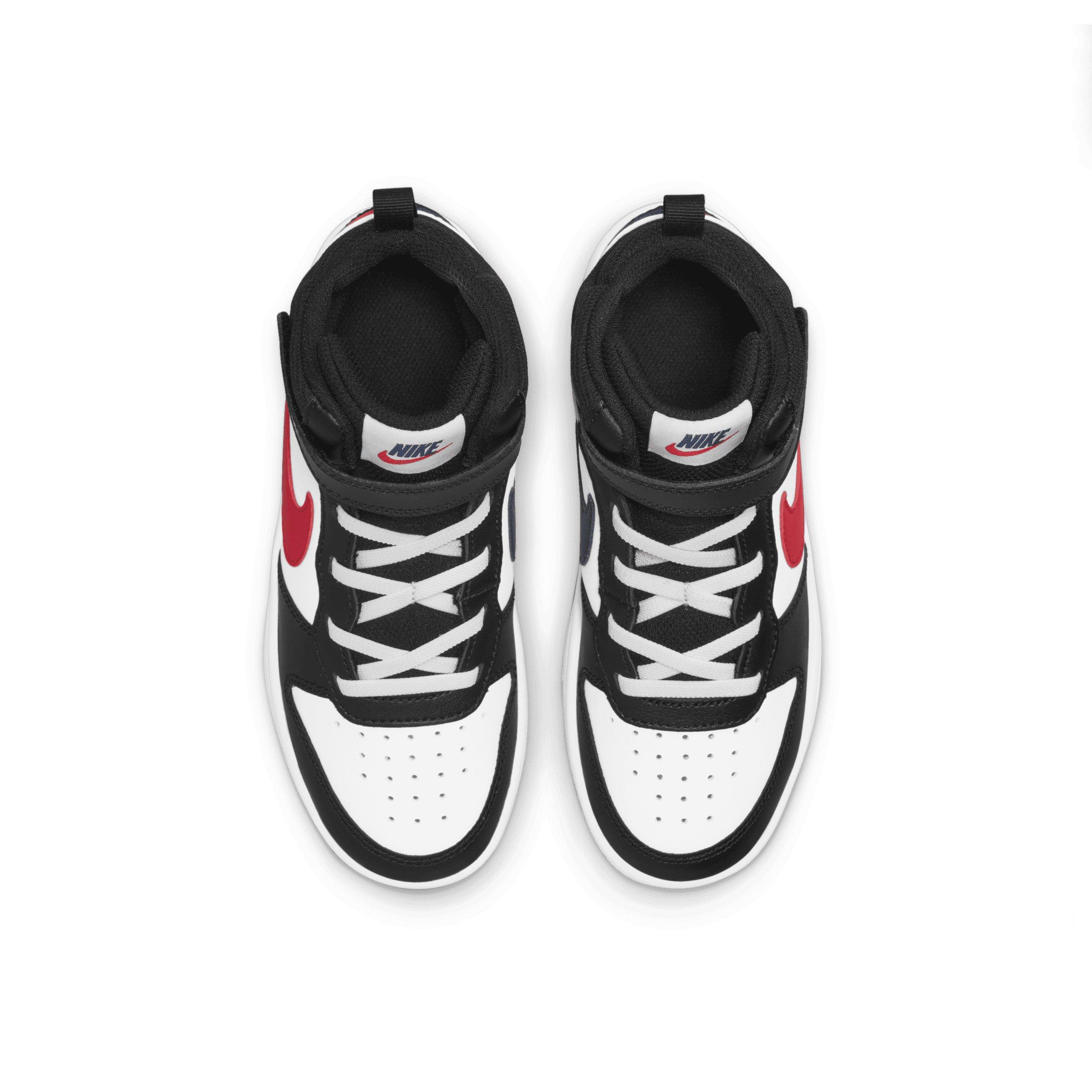 Nike Court Borough Mid 2 "White/White/Black/University Red" Preschool Boys' Shoe - WHITE/WHITE/BLACK/RED Thumbnail View 4
