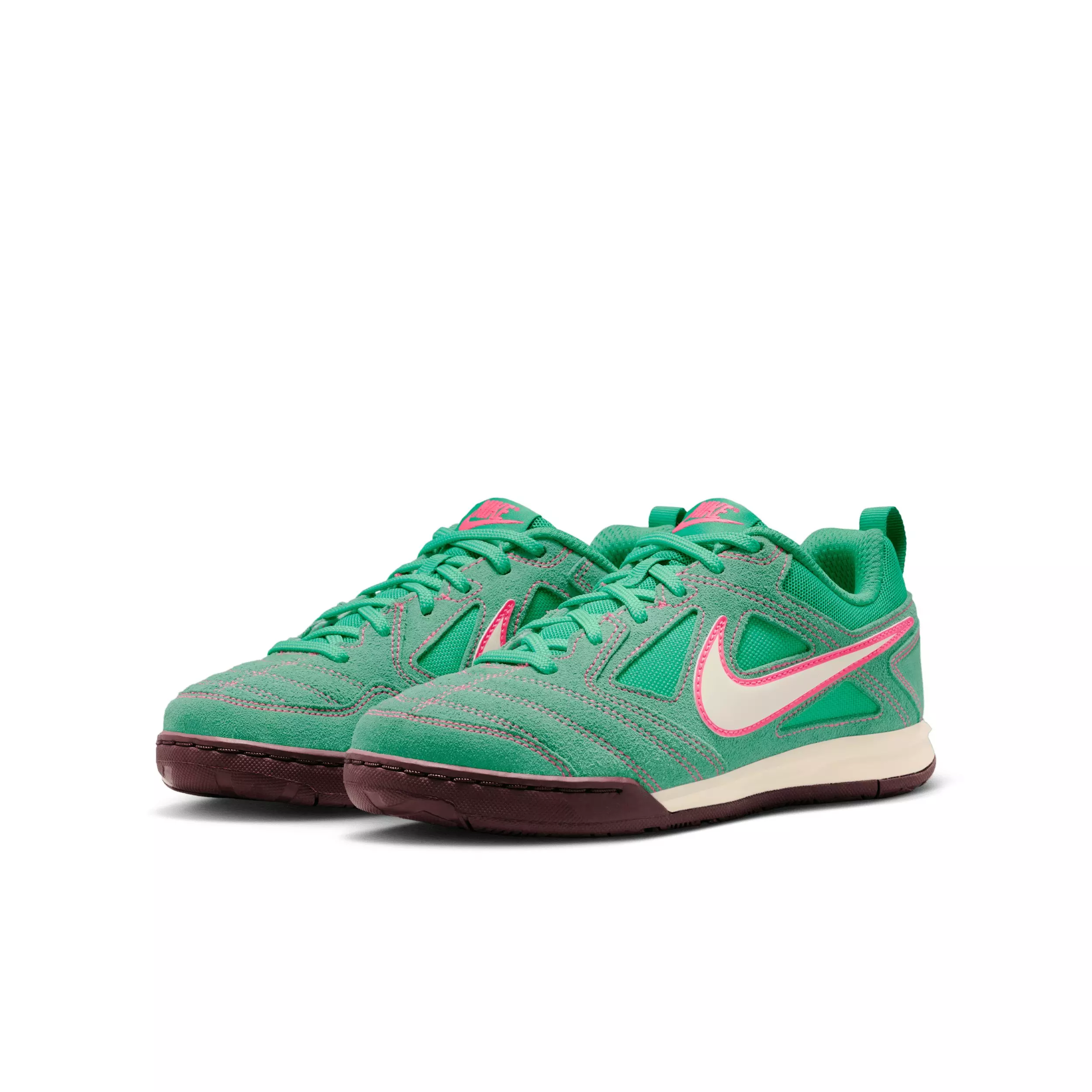 Nike Gato "Stadium Green/Hyper Pink/Burgundy Crush/Coconut Milk" Grade School Girls' Shoe - GREEN/PINK/BURGUNDY/MILK