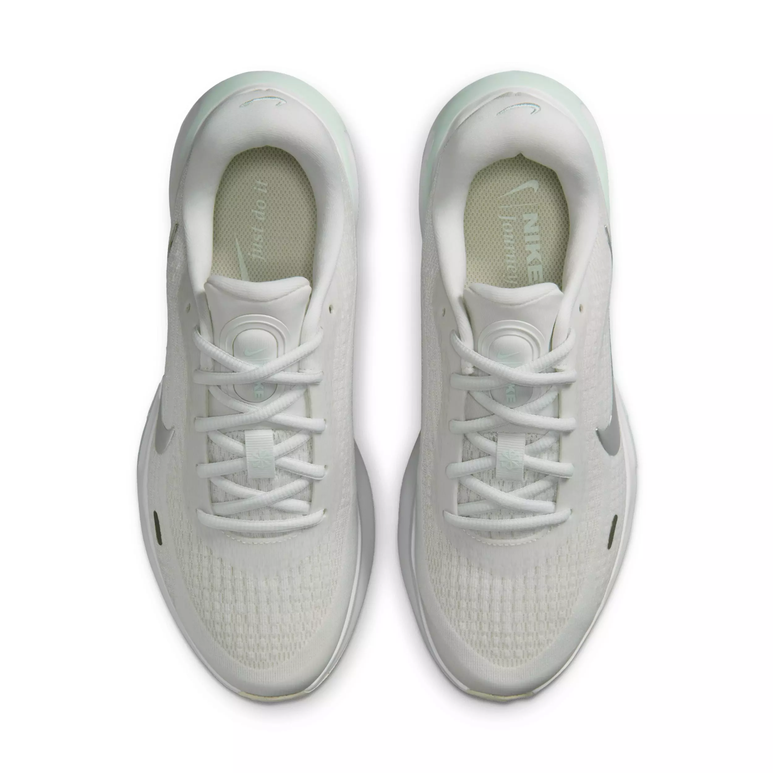 Nike Journey Run "Summit White/Barely Green/White/Metallic Silver" Women's Running Shoe - WHITE/GREEN/WHITE/SILVER
