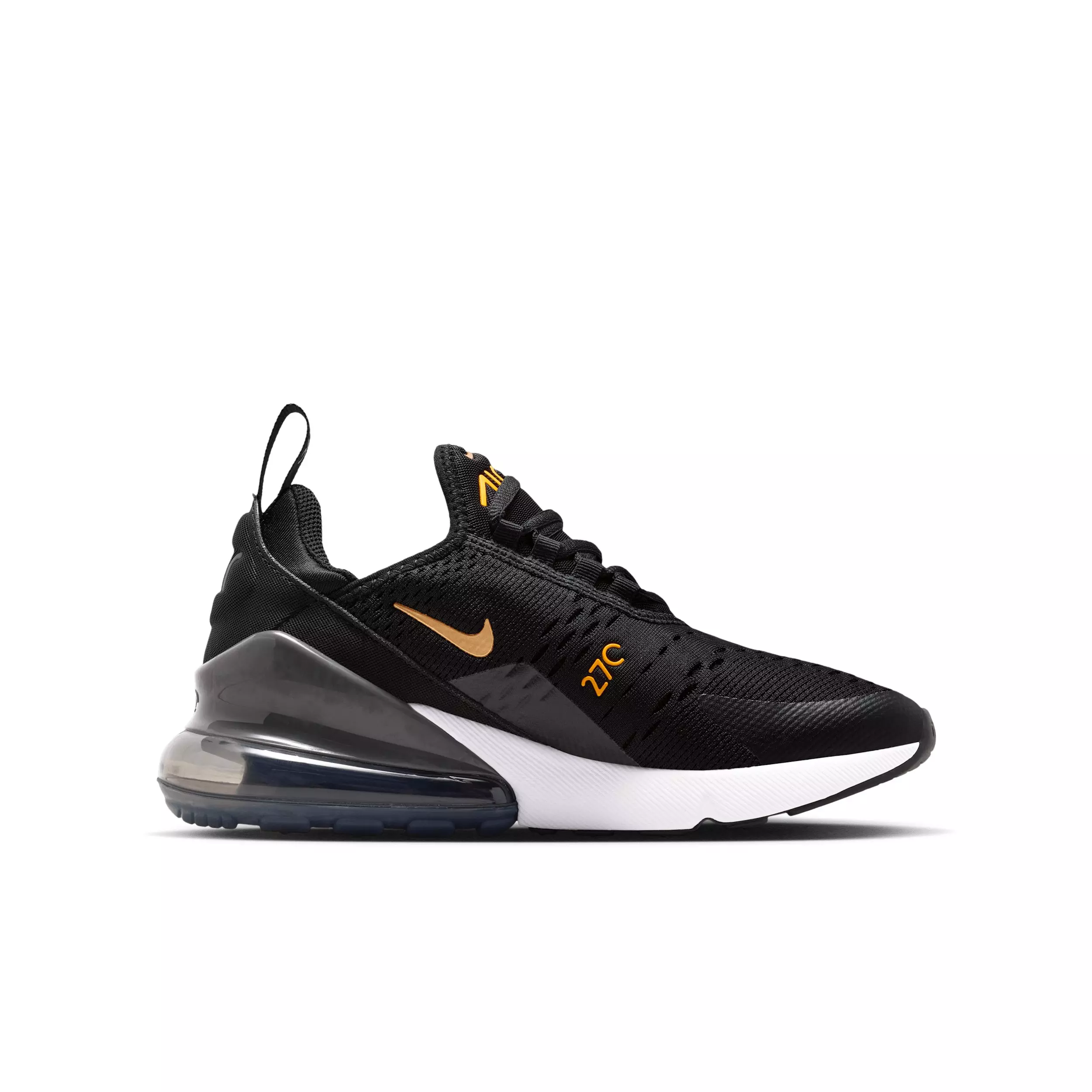 Nike Air Max 270 "Black/Laser Orange/Iron Grey/Metallic Copper" Grade School Boys' Shoe - BLACK/ORANGE/GREY/COPPER