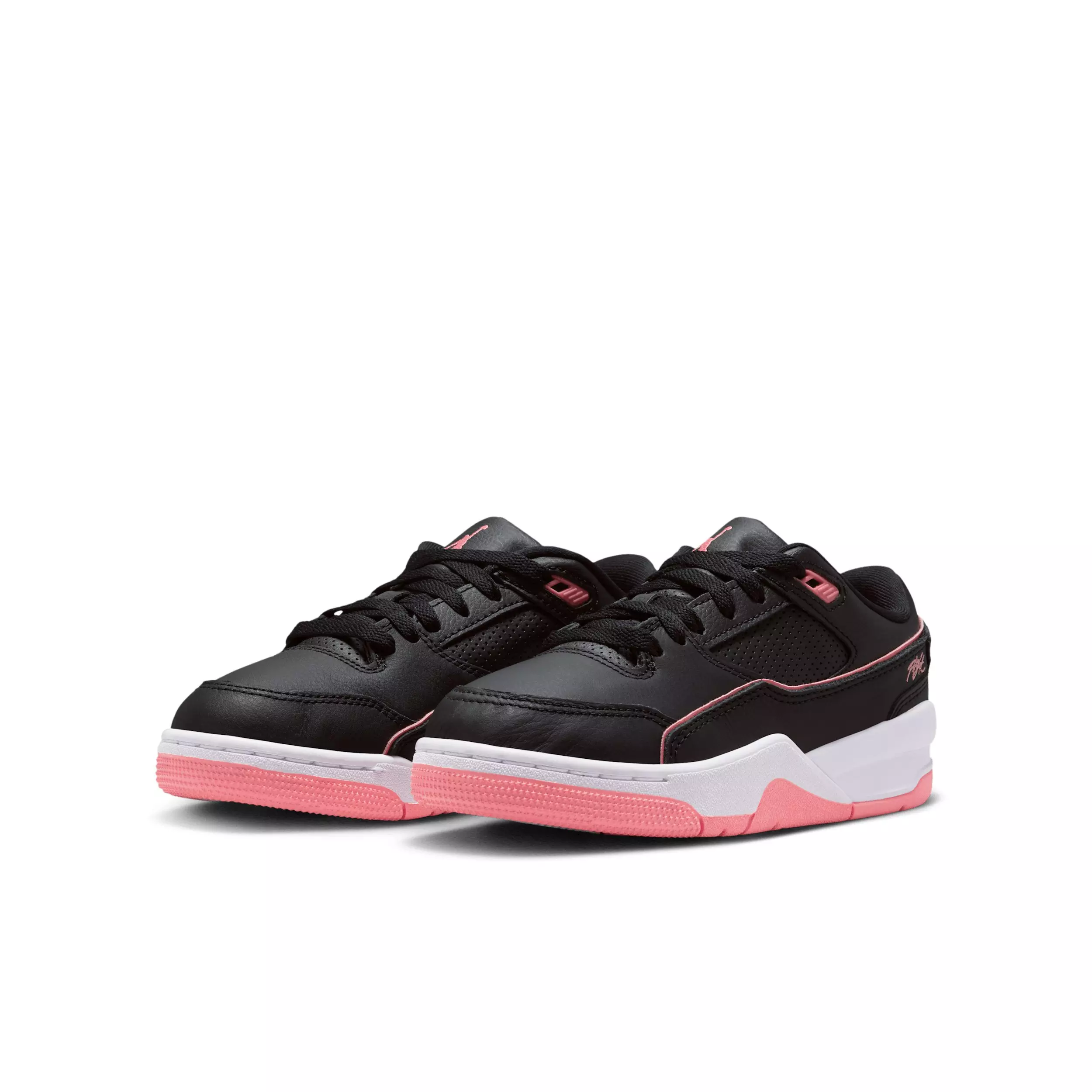 Jordan Flight Court "Black/White/Pink Gaze" Grade School Girls' Shoe - BLACK/WHITE/PINK