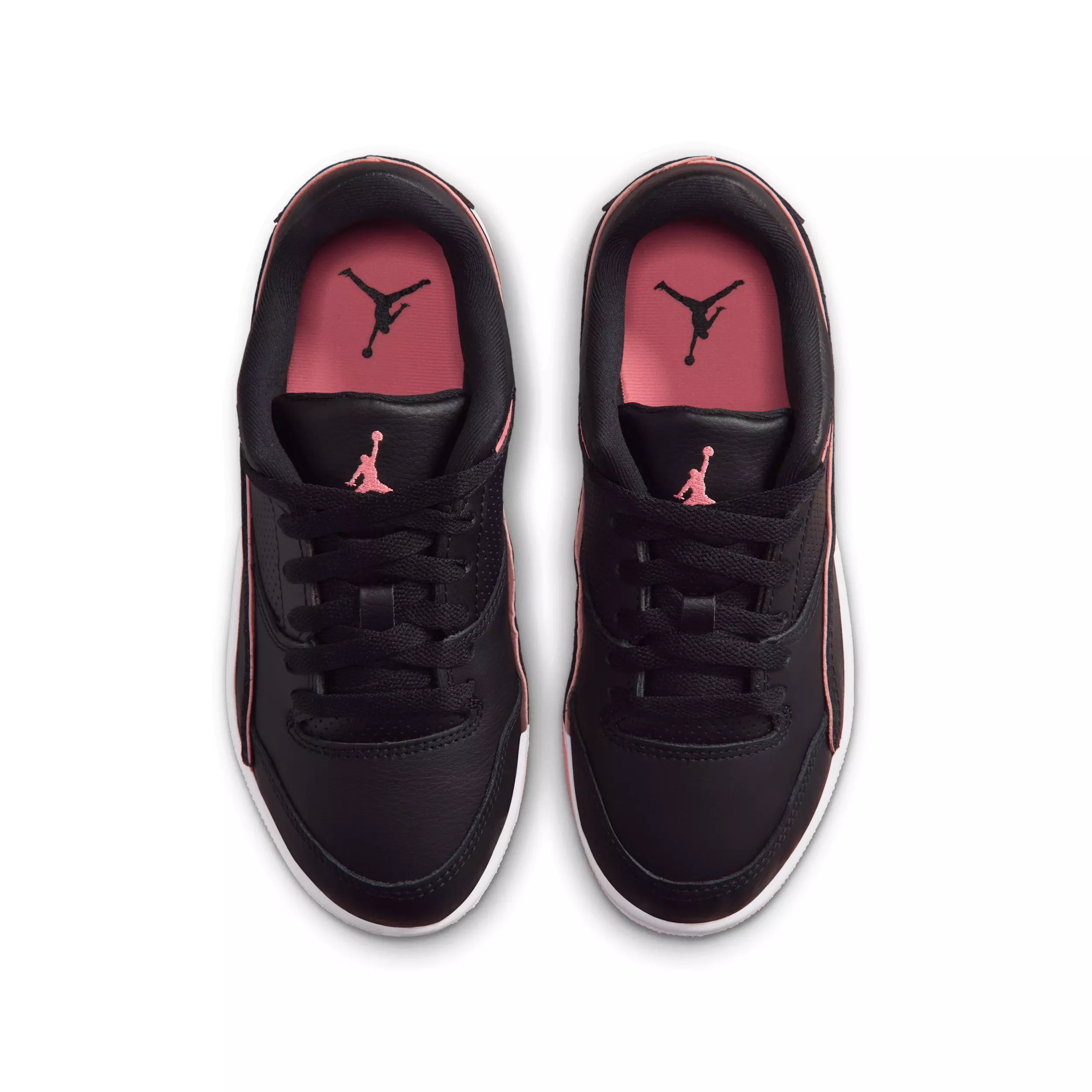 Jordan Flight Court "Black/White/Pink Gaze" Grade School Girls' Shoe - BLACK/WHITE/PINK