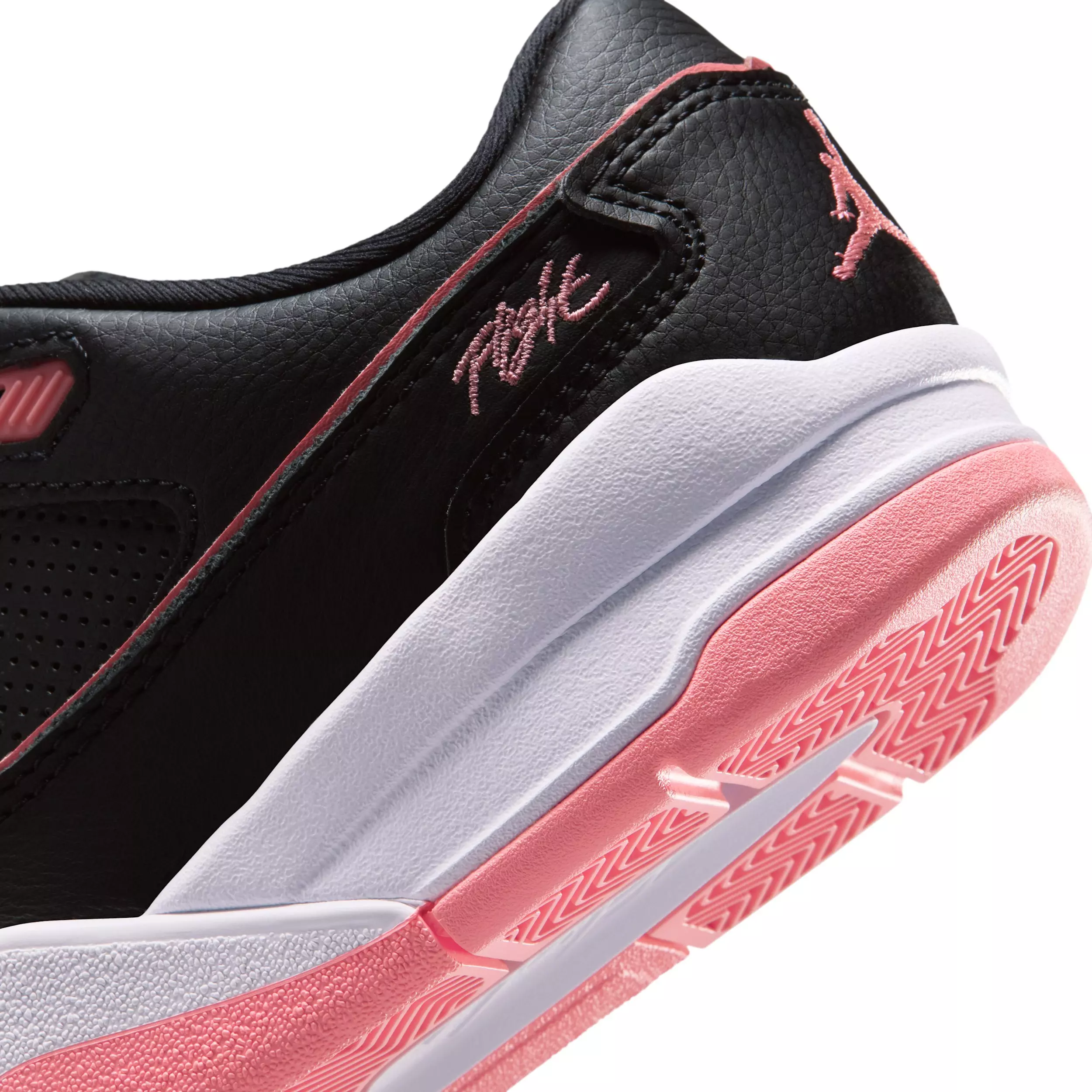 Jordan Flight Court "Black/White/Pink Gaze" Grade School Girls' Shoe - BLACK/WHITE/PINK