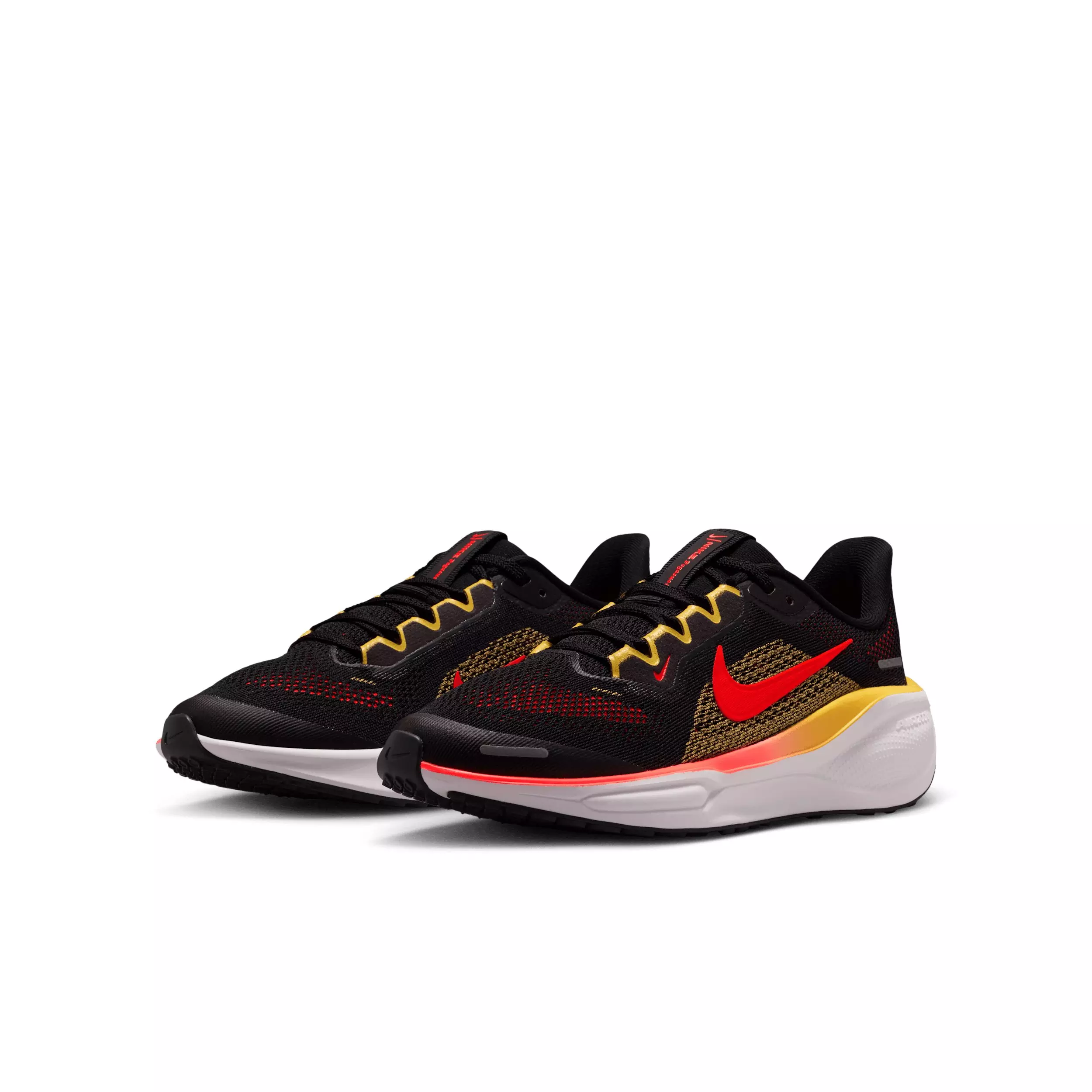 Nike Pegasus 41 "Black/Topaz Gold/Bright Crimson" Grade School Boys' Running Shoe - BLACK/GOLD/CRIMSON