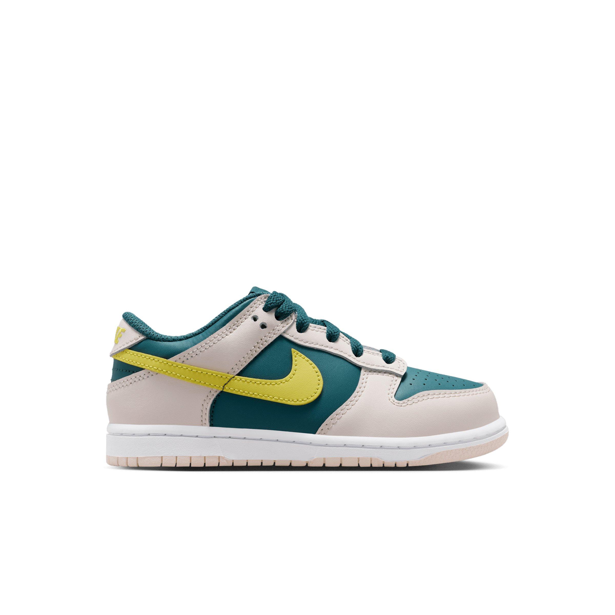 Nike Dunk Low "Dark Teal Green/Dark Teal Green/White/Sonic Yellow" Preschool Boys' Shoe - DK TEAL/DK GREEN/WHITE/YELLOW Thumbnail View 1