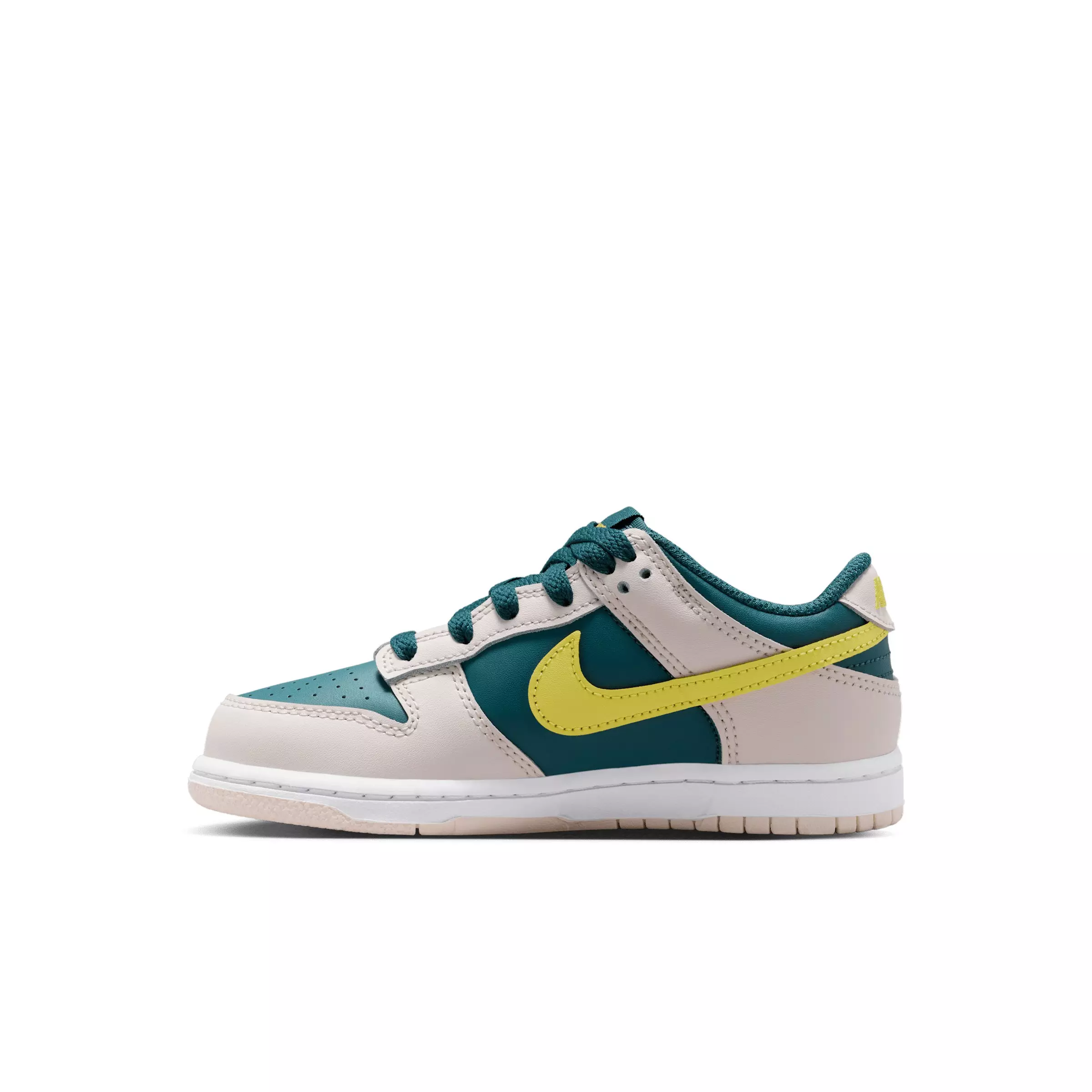 Nike Dunk Low "Dark Teal Green/Dark Teal Green/White/Sonic Yellow" Preschool Boys' Shoe - DK TEAL/DK GREEN/WHITE/YELLOW