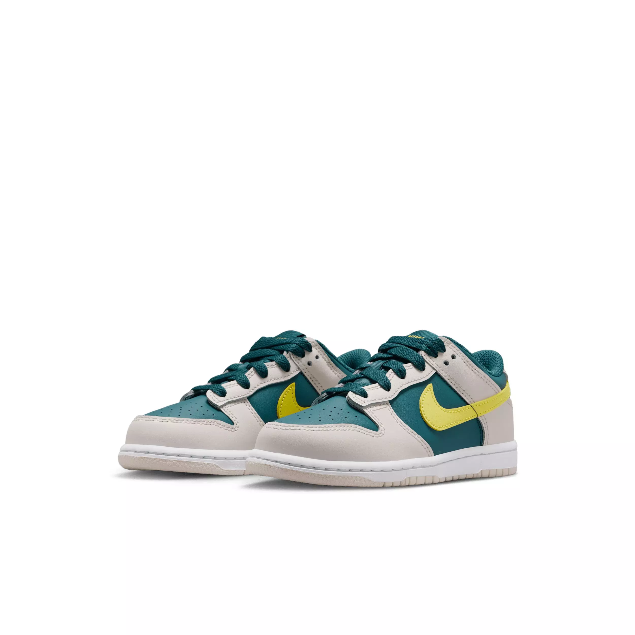 Nike Dunk Low "Dark Teal Green/Dark Teal Green/White/Sonic Yellow" Preschool Boys' Shoe - DK TEAL/DK GREEN/WHITE/YELLOW
