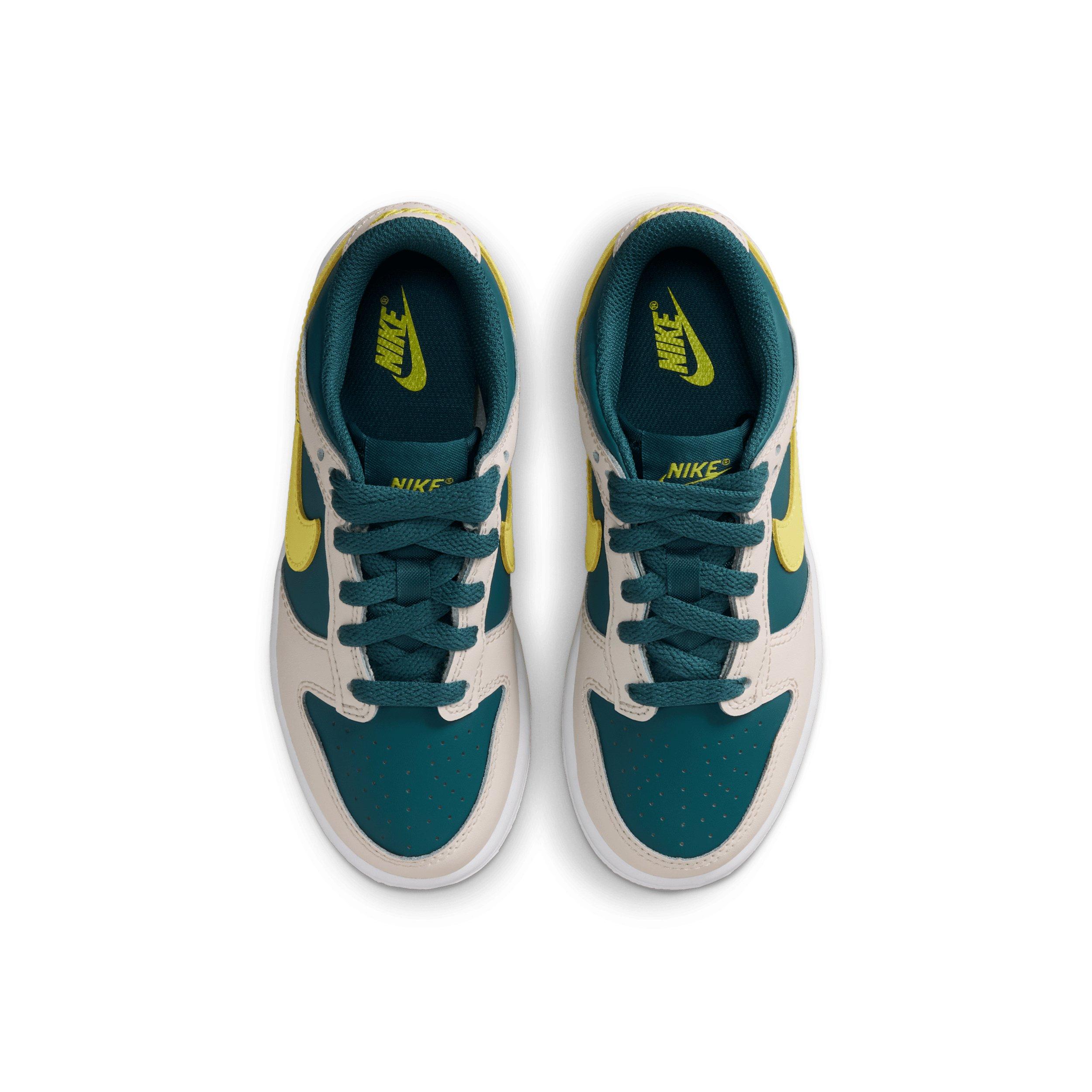 Nike Dunk Low "Dark Teal Green/Dark Teal Green/White/Sonic Yellow" Preschool Boys' Shoe - DK TEAL/DK GREEN/WHITE/YELLOW Thumbnail View 4