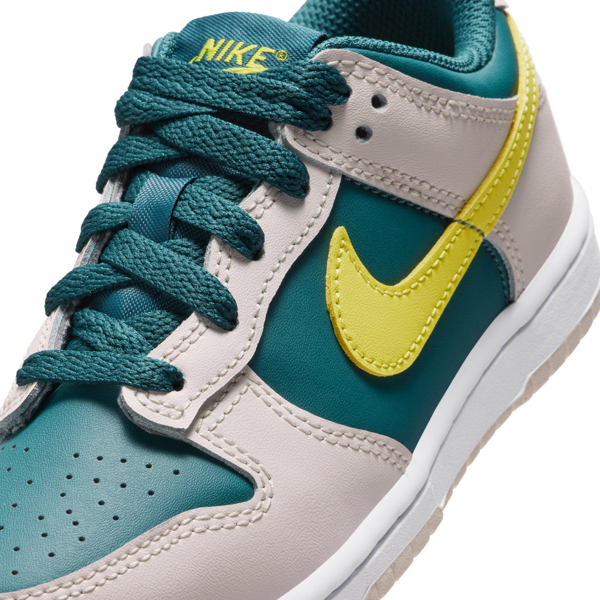 Nike Dunk Low "Dark Teal Green/Dark Teal Green/White/Sonic Yellow" Preschool Boys' Shoe - DK TEAL/DK GREEN/WHITE/YELLOW Thumbnail View 7