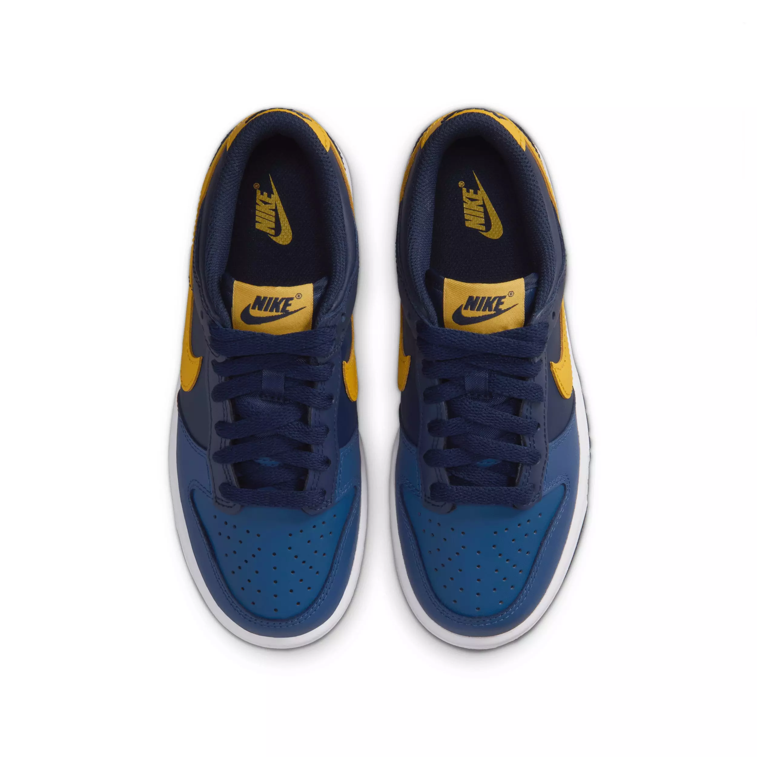 Nike Dunk Low "Midnight Navy/Obsidian/Mystic Navy/Varsity Maize" Grade School Boys' Shoe - NAVY/OBSIDIAN/NAVY/MAIZE