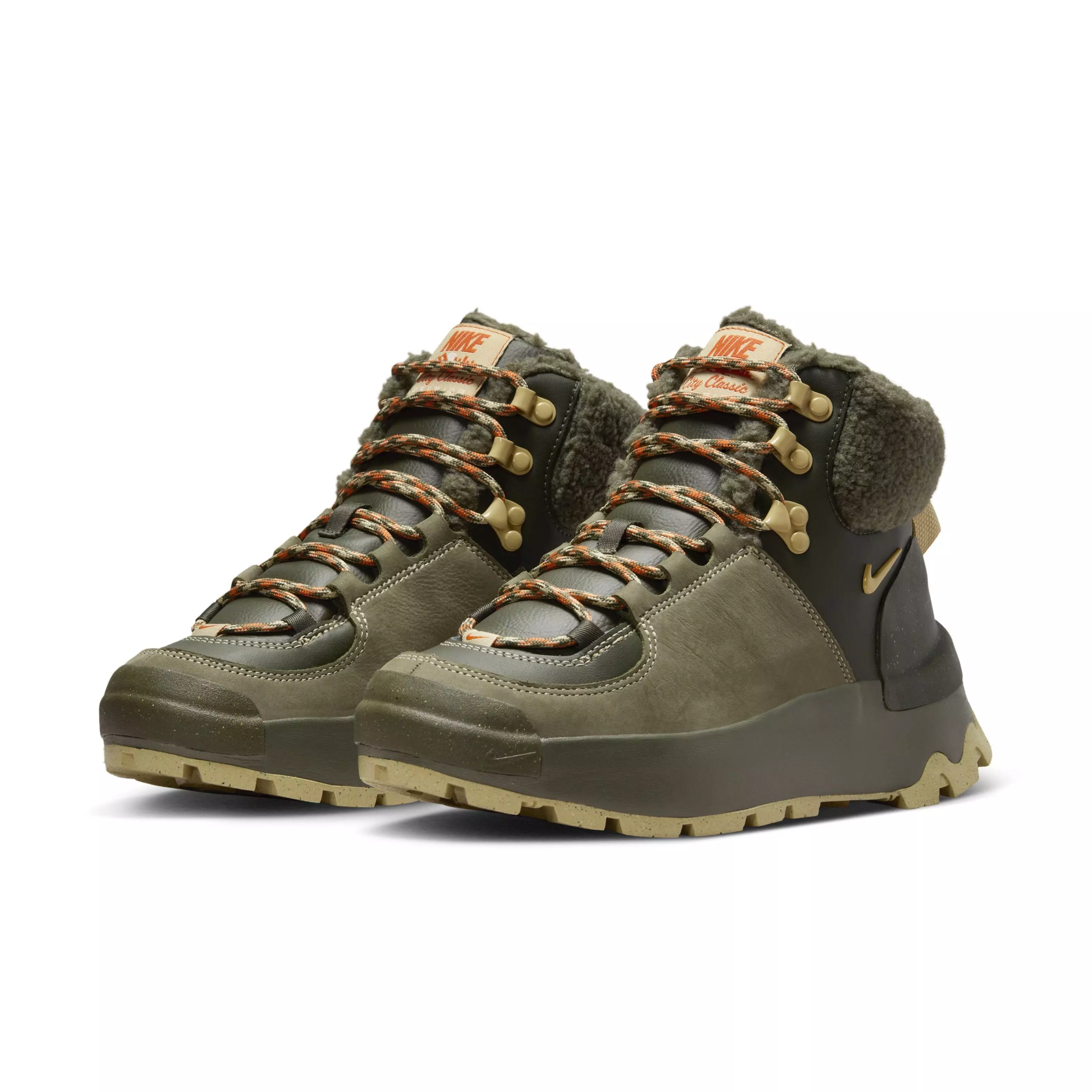 Nike City Classic Premium "Cargo Khaki/Medium Olive/Campfire Orange/Sesame" Women's Boot - GREEN