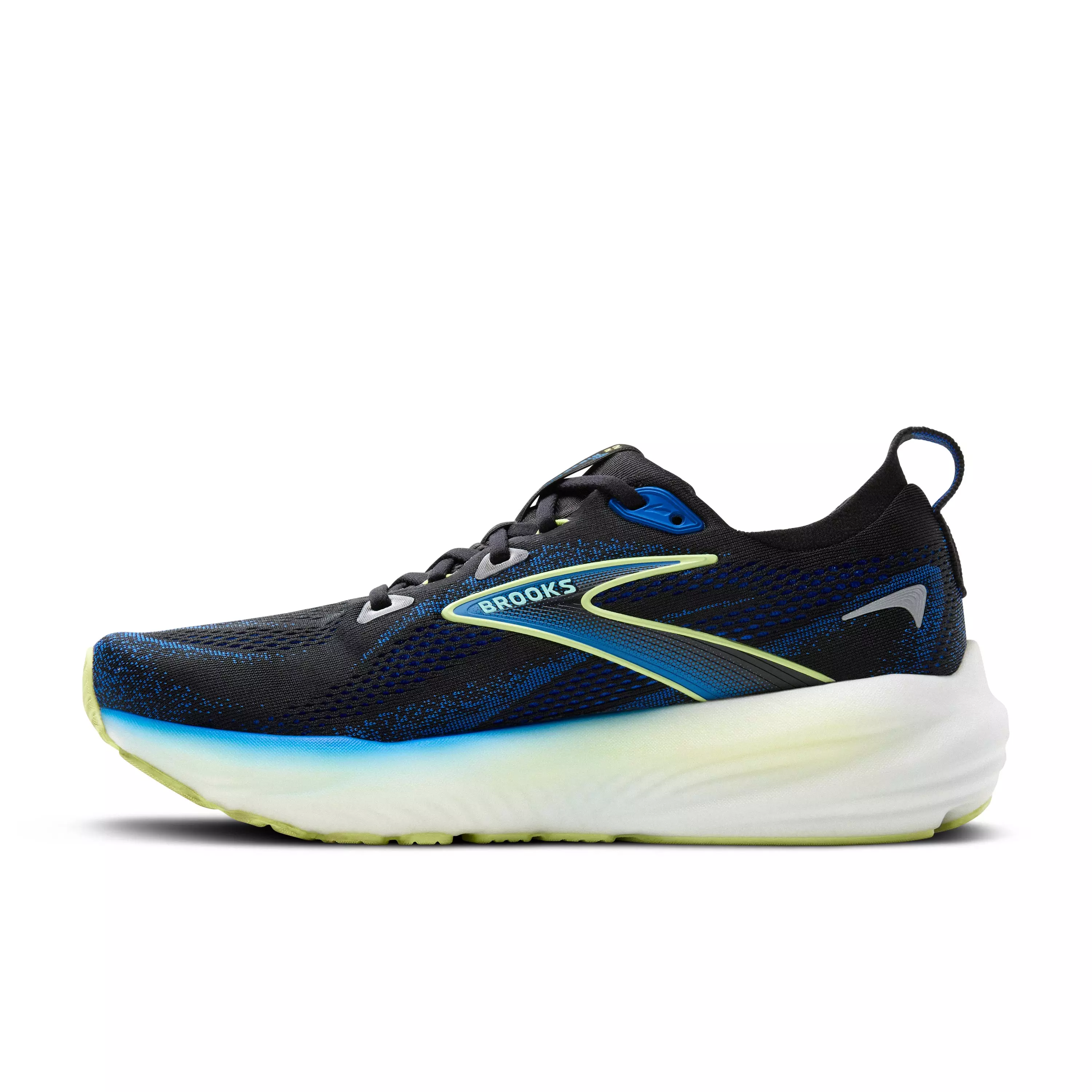 Brooks Glycerin 22 "Black/Cobalt/Neo Yellow" Men's Wide Running Shoe - BLACK/COBALT/YELLOW