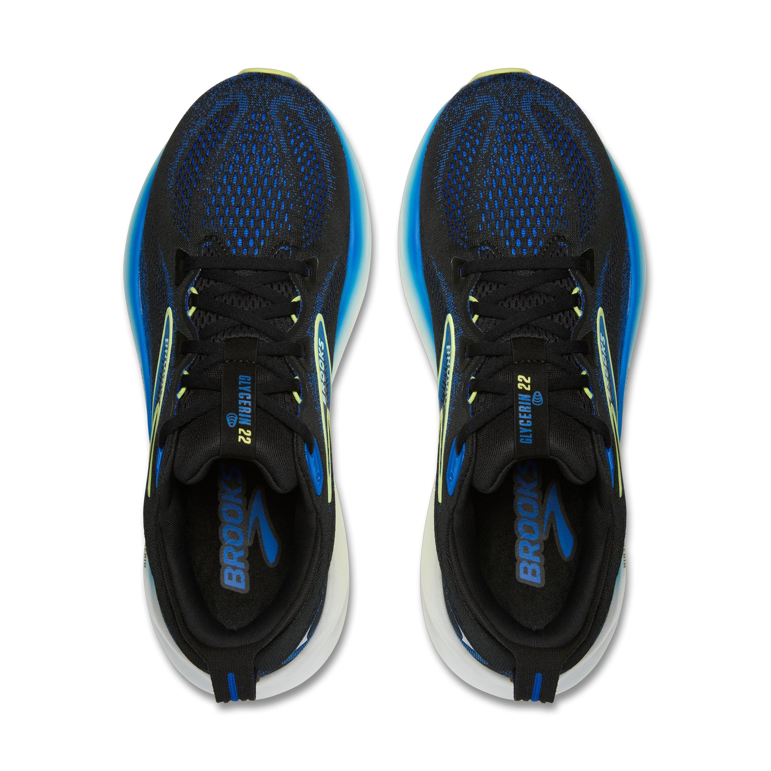 Brooks Glycerin 22 "Black/Cobalt/Neo Yellow" Men's Wide Running Shoe - BLACK/COBALT/YELLOW Thumbnail View 5