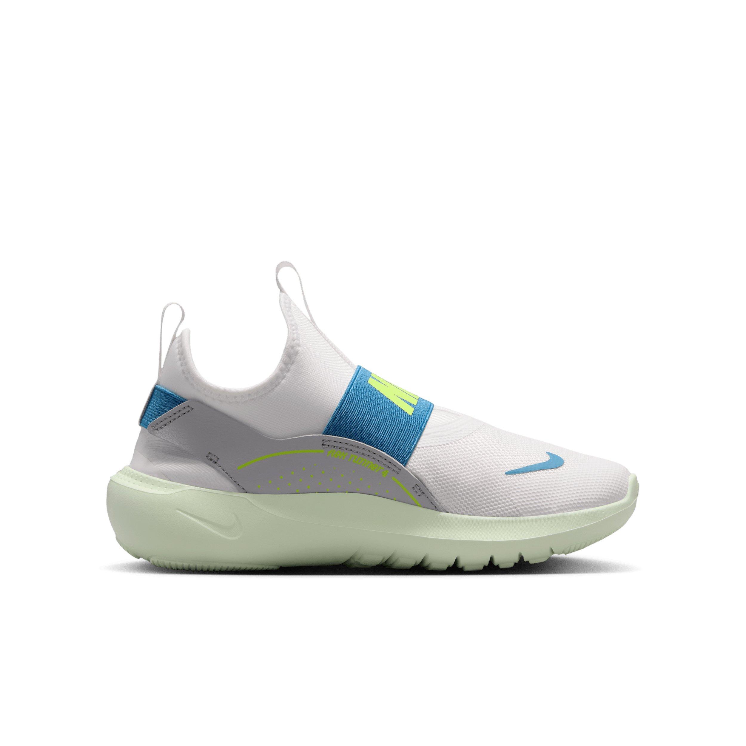 Nike Flex Runner 4 "Summit White/Wolf Grey/Volt Tint/Dutch Blue" Grade School Boys' Running Shoe - WHITE/GREY/VOLT/BLUE Thumbnail View 1
