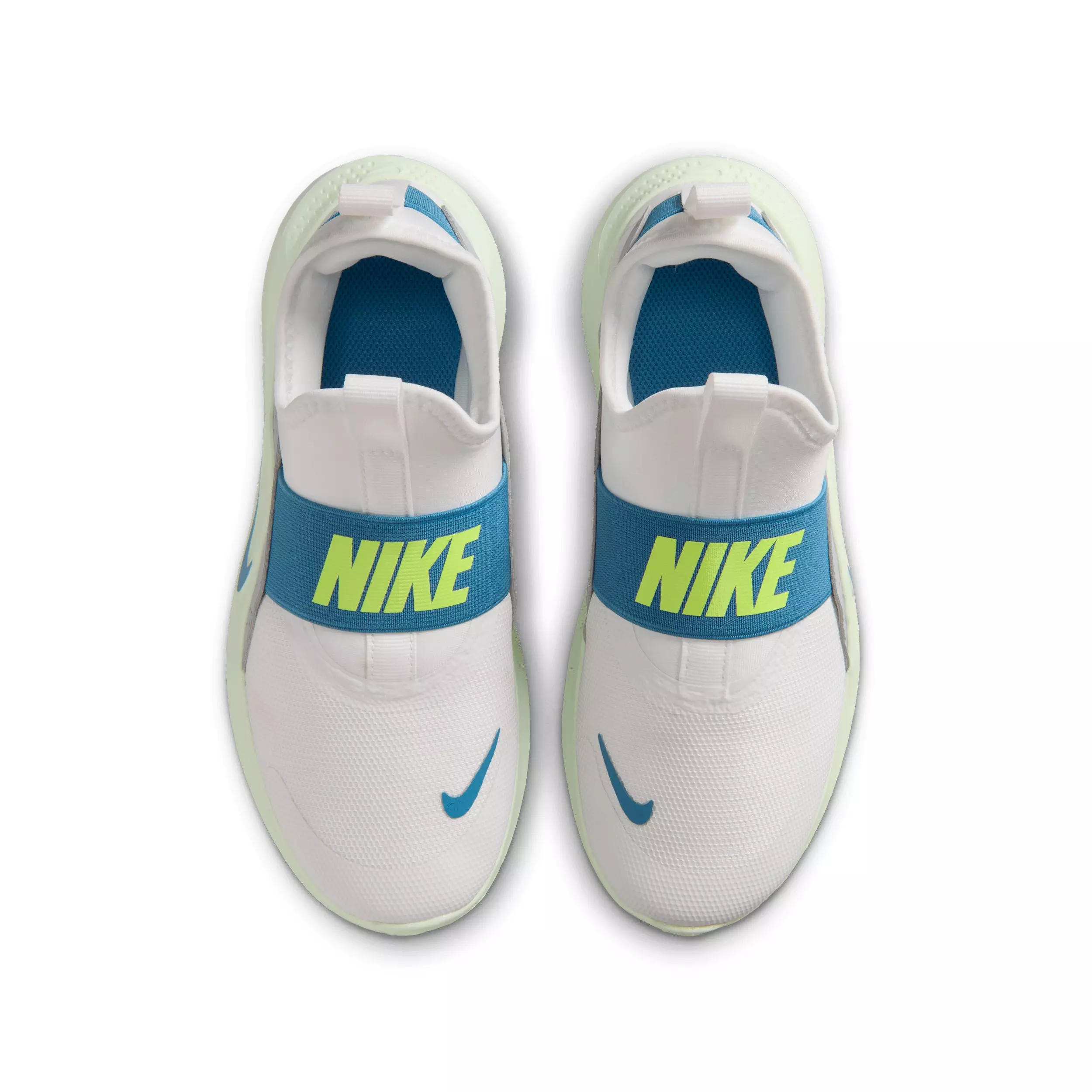 Nike Flex Runner 4 "Summit White/Wolf Grey/Volt Tint/Dutch Blue" Grade School Boys' Running Shoe - WHITE/GREY/VOLT/BLUE